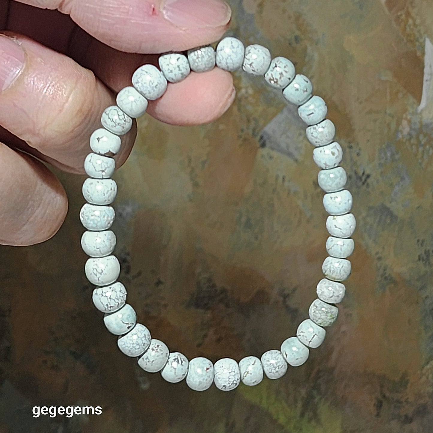 6mm+ Natural untreated Hubei Turquoise thick abacus beads bracelet 优质天然原矿湖北松石6毫米苹果珠手链