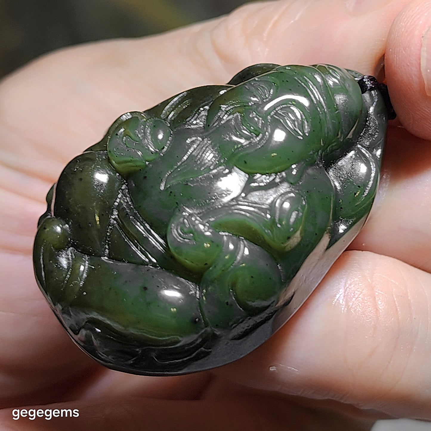 Premium Nephrite yellowish green biyu God of Wealth pendant (with certificate) 精品和田玉碧玉黃绿财神吊坠(带证书)
