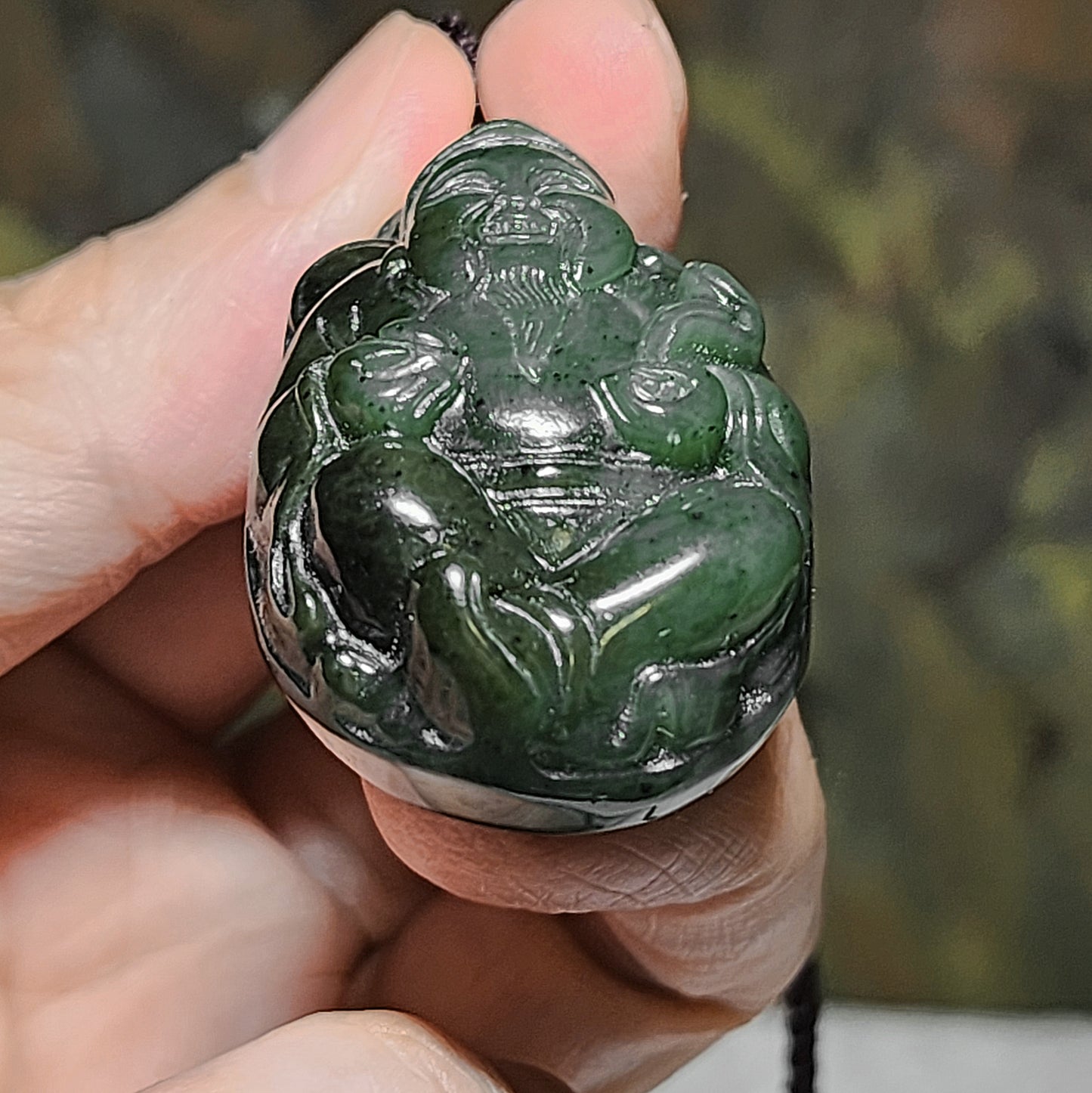 Premium Nephrite yellowish green biyu God of Wealth pendant (with certificate) 精品和田玉碧玉黃绿财神吊坠(带证书)