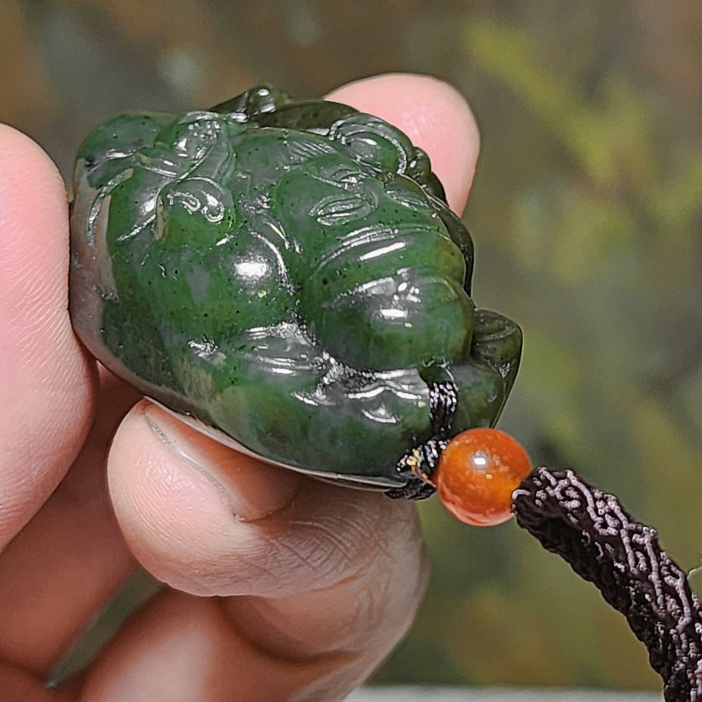 Premium Nephrite yellowish green biyu God of Wealth pendant (with certificate) 精品和田玉碧玉黃绿财神吊坠(带证书)