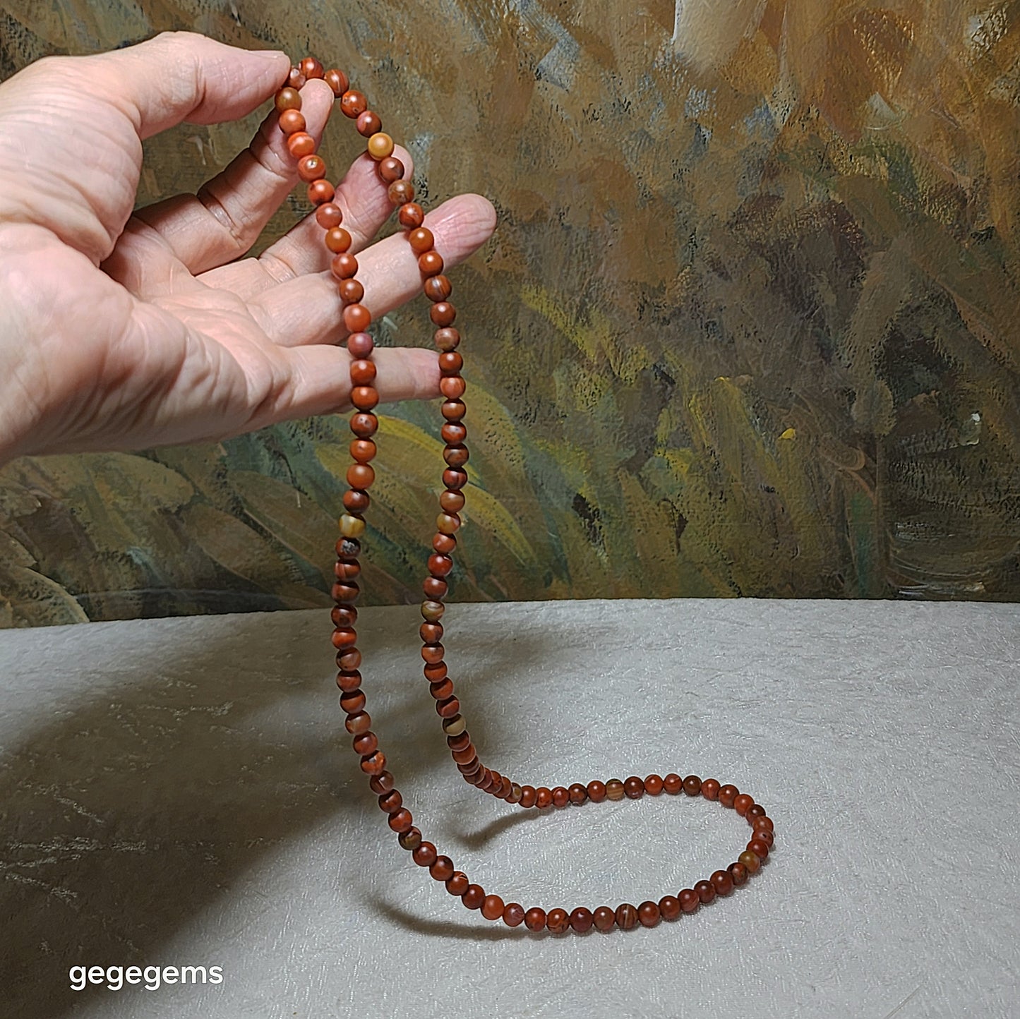 6.7mm Sichuan Waxi Nan Hong patinaed 108 mala necklace multiple loops bracelet 瓦西南红包浆料108念珠項链多圈手链