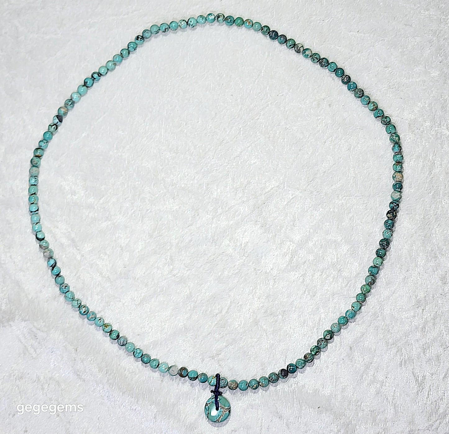 Premium natural untreated greenish blue Hubei Turquoise necklace multi loops bracelet (5.5mm+ beads and a 14mm Donut) 天然原矿湖北松石绿蓝圆珠平安扣项链多圈手链