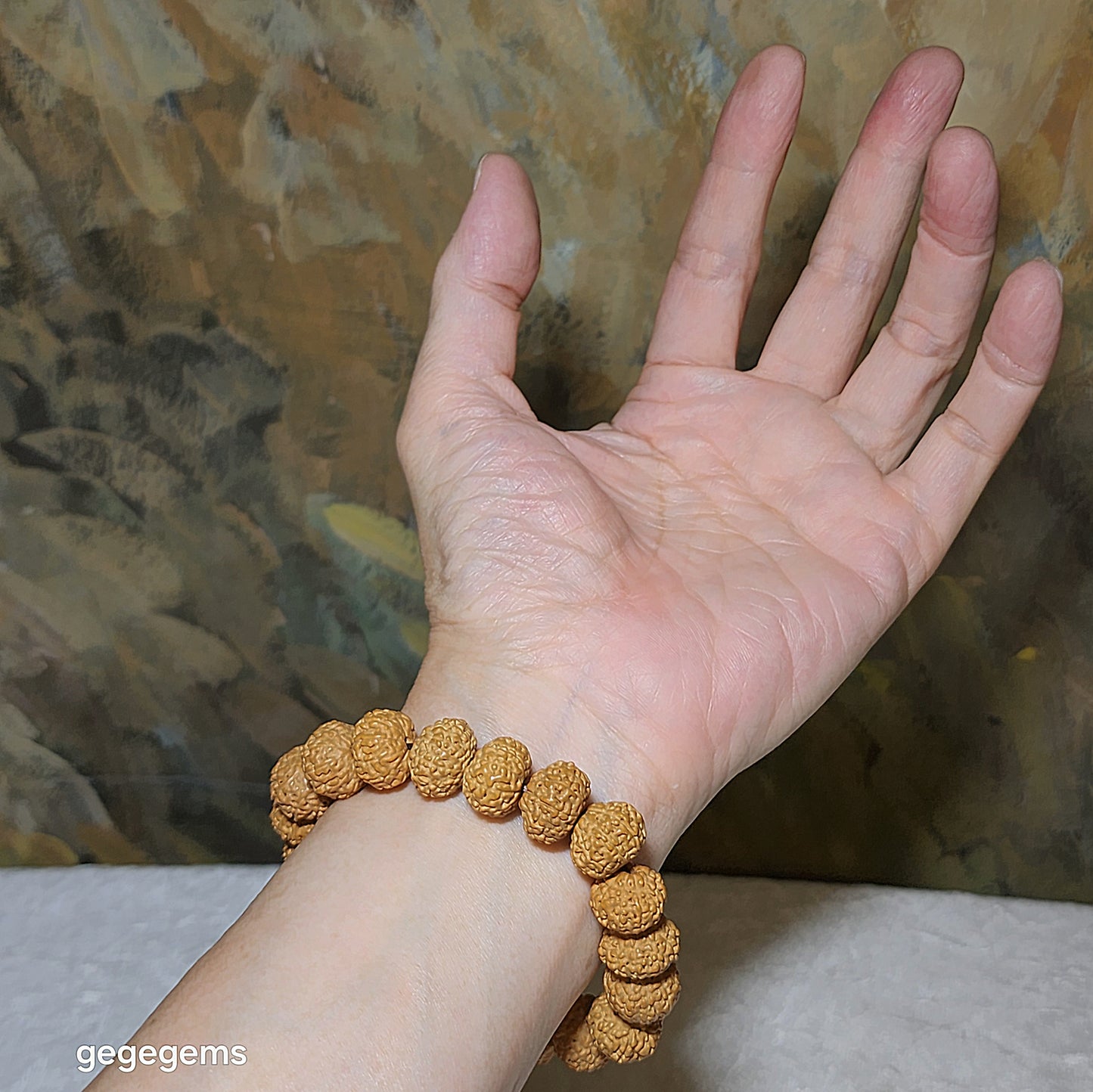 14mm+ premium natural "Panlong" (Coiling Dragon) 10 Mukhi (faces) small species Rudraksha with a 16mm Chrysocolla "18 beads mala" bracelet 十瓣盘龙小金刚菩提子配凤凰松石(硅孔雀石)十八子手链