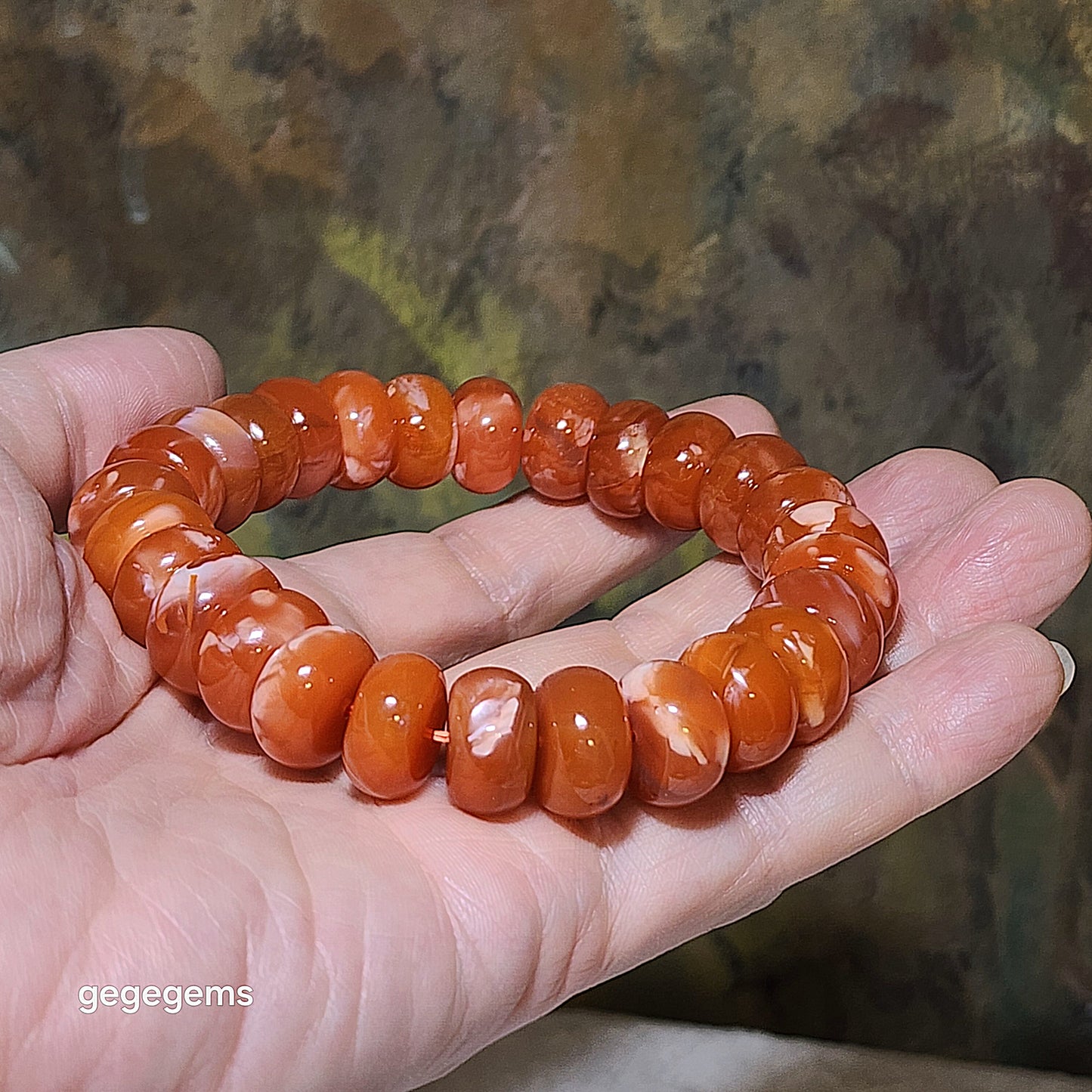 14.5mm Premium Sichuan Lianhe Nan Hong sprindrift abacus beads bracelet 精品川料联合飘白花算盘珠手链
