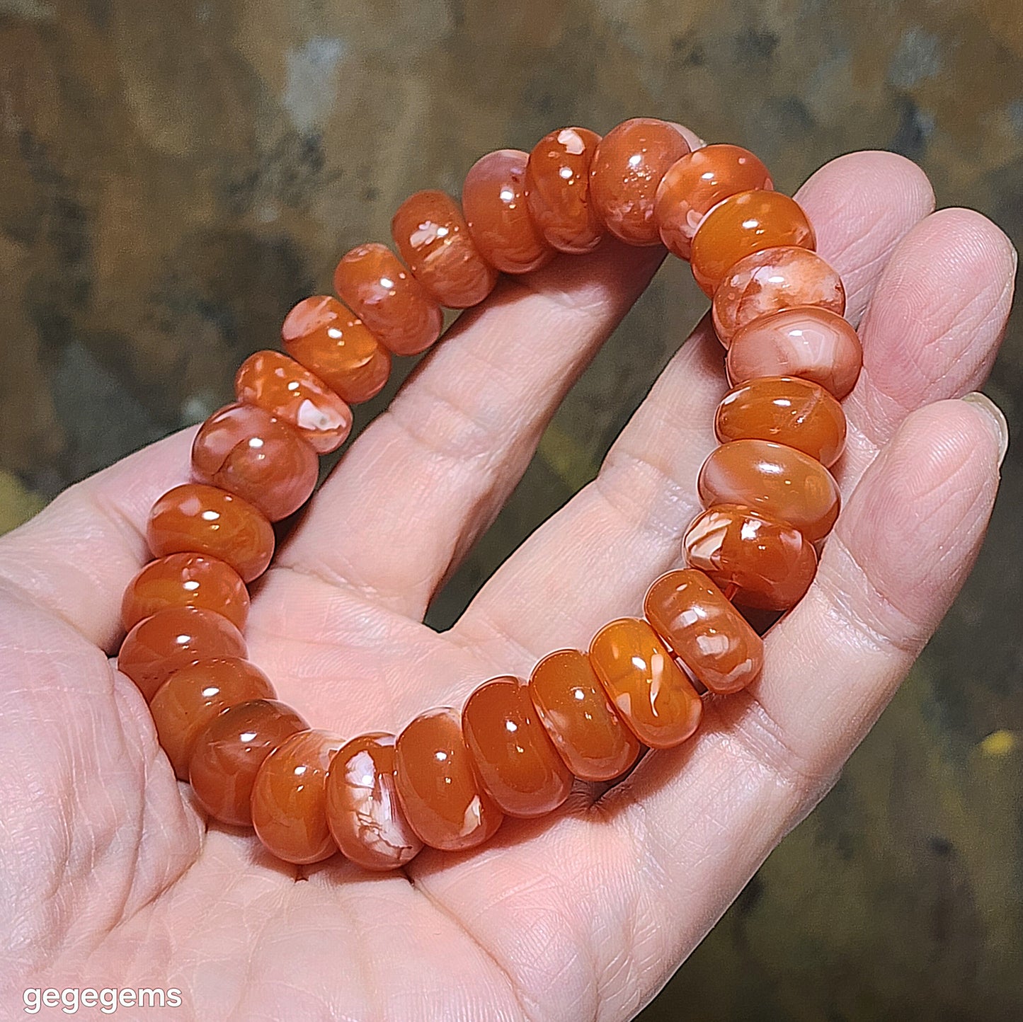 14.5mm Premium Sichuan Lianhe Nan Hong sprindrift abacus beads bracelet 精品川料联合飘白花算盘珠手链
