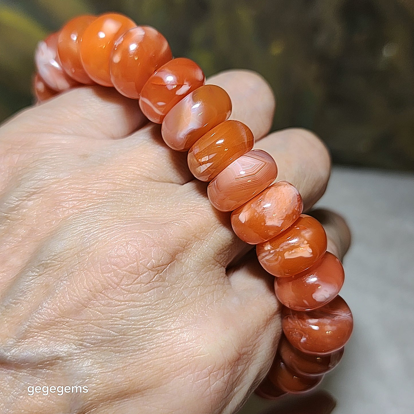 14.5mm Premium Sichuan Lianhe Nan Hong sprindrift abacus beads bracelet 精品川料联合飘白花算盘珠手链