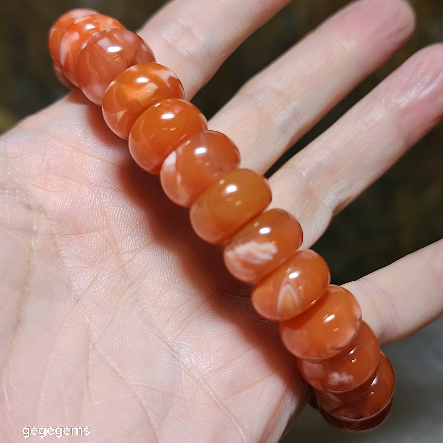 14.5mm Premium Sichuan Lianhe Nan Hong sprindrift abacus beads bracelet 精品川料联合飘白花算盘珠手链