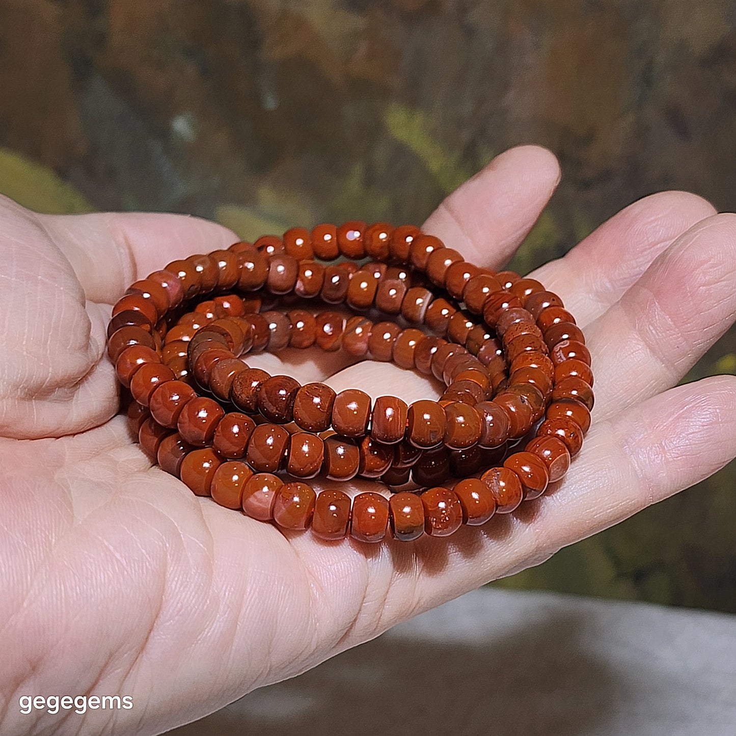 6.2mm Premium Waxi Nan Hong patinaed deep persimmon oxblood red traditional old style beads necklace multiple loops bracelet 精品瓦西南紅包漿深柿子红牛血红老型珠項链多圈手链