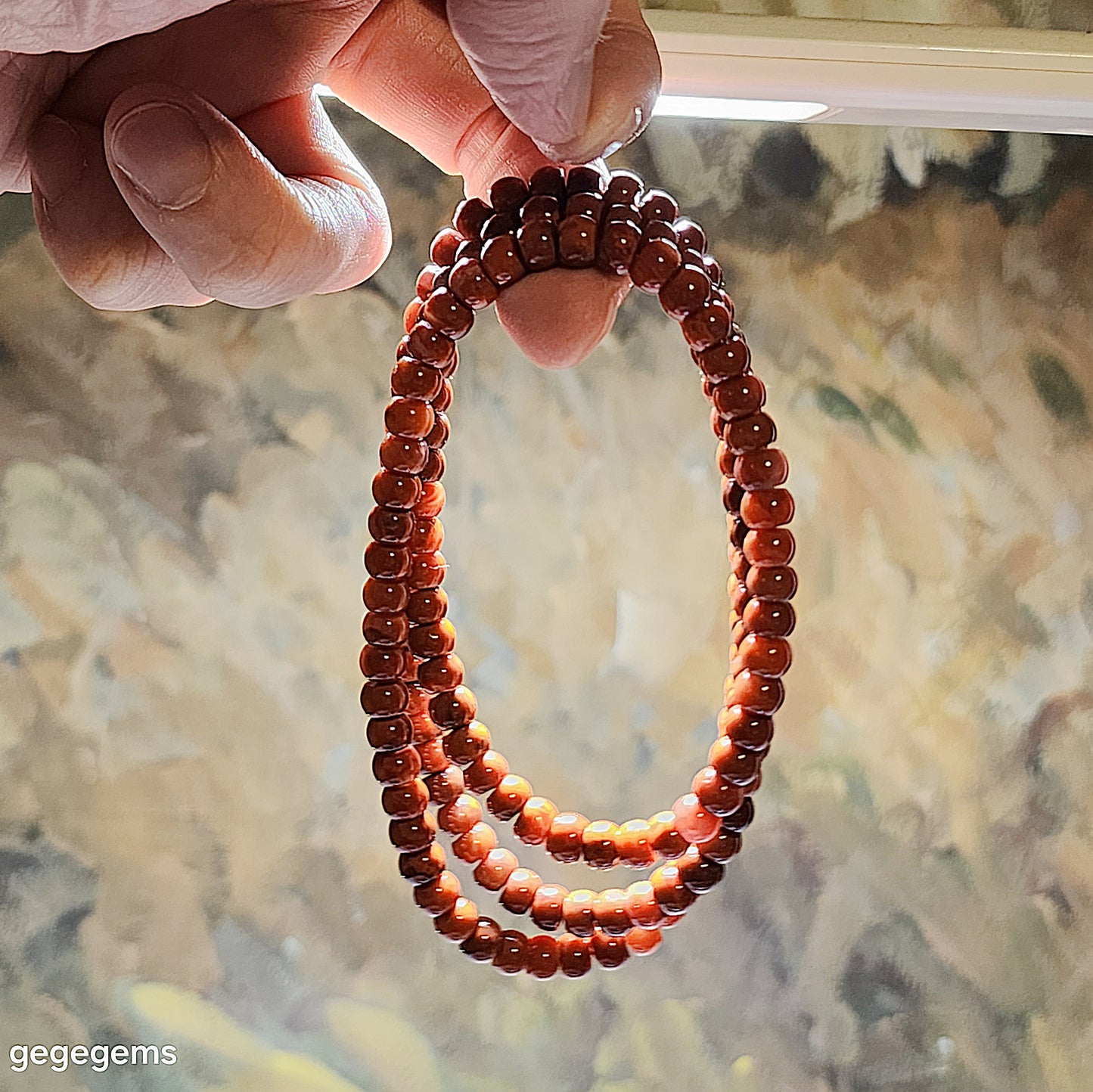 6.2mm Premium Waxi Nan Hong patinaed deep persimmon oxblood red traditional old style beads necklace multiple loops bracelet 精品瓦西南紅包漿深柿子红牛血红老型珠項链多圈手链