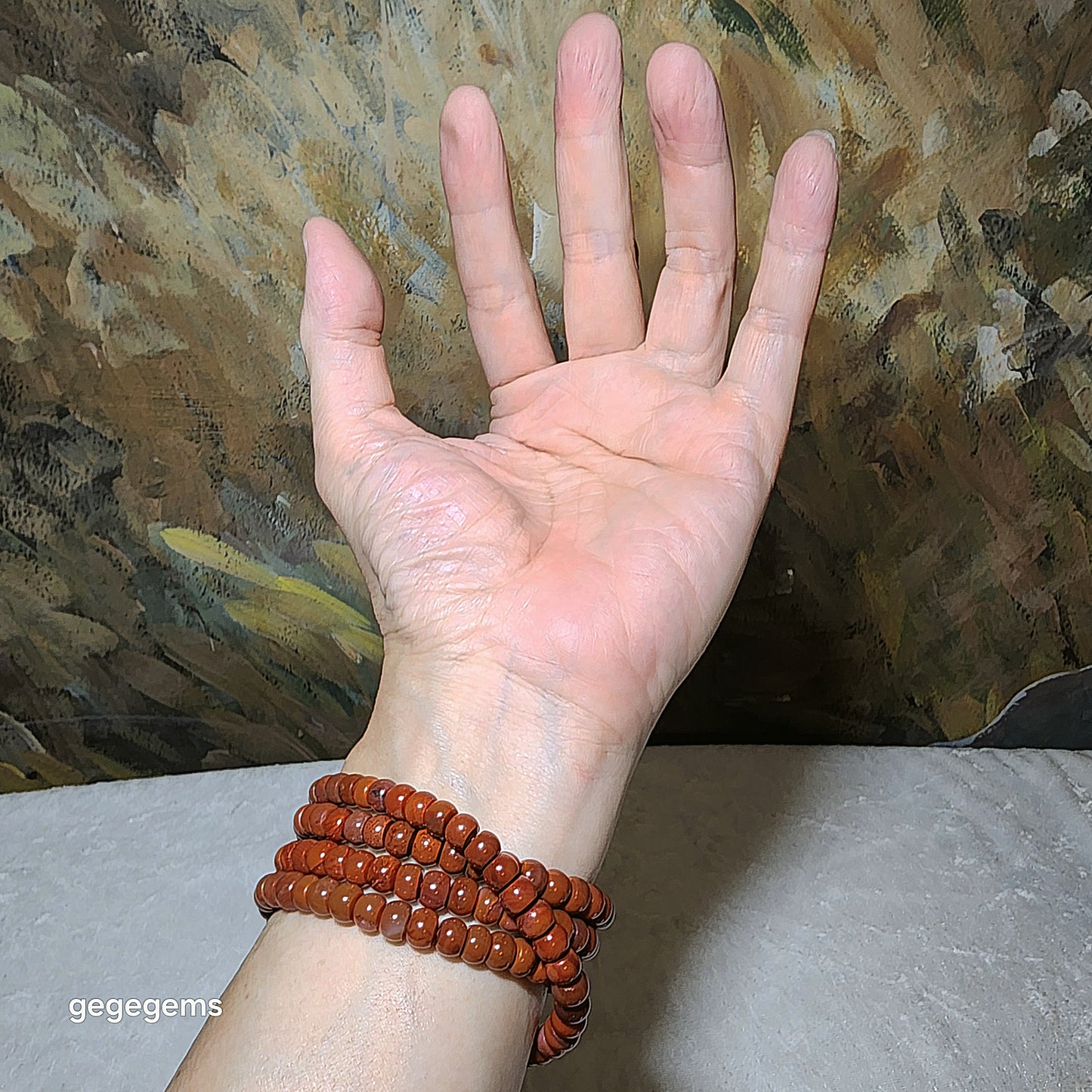 6.2mm Premium Waxi Nan Hong patinaed deep persimmon oxblood red traditional old style beads necklace multiple loops bracelet 精品瓦西南紅包漿深柿子红牛血红老型珠項链多圈手链