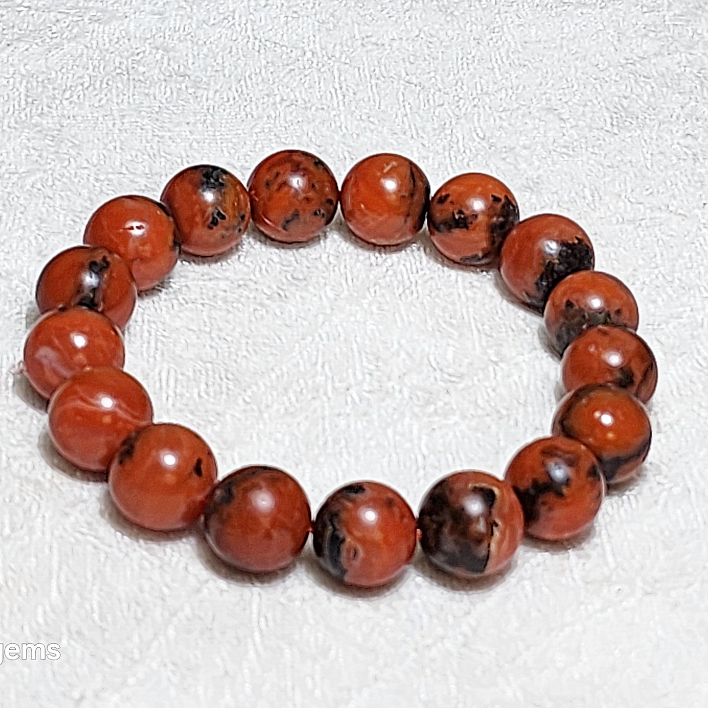13mm+ Premium Baoshan Nan Hong deep persimmon red with stone skin bracelet 优质保山南红深柿子带铁皮手链