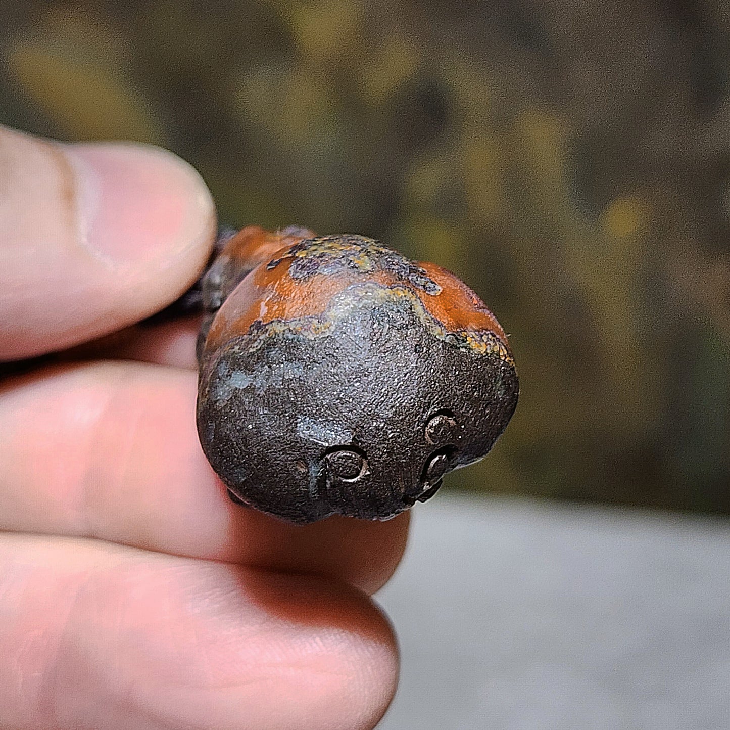 34mm Baoshan Nan Hong Adong Zhai with "skin" carved 3 dimensional Pi Xiu pendant 保山南红阿东寨带皮立体貔貅吊坠