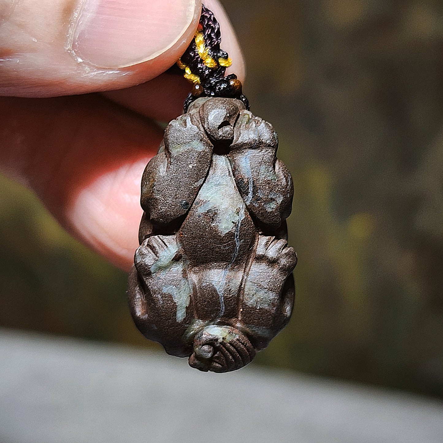 29.8mm Baoshan Nan Hong Adong Zhai with "skin" carved 3 dimensional Pi Xiu pendant 保山南红阿东寨带皮立体貔貅吊坠 #2