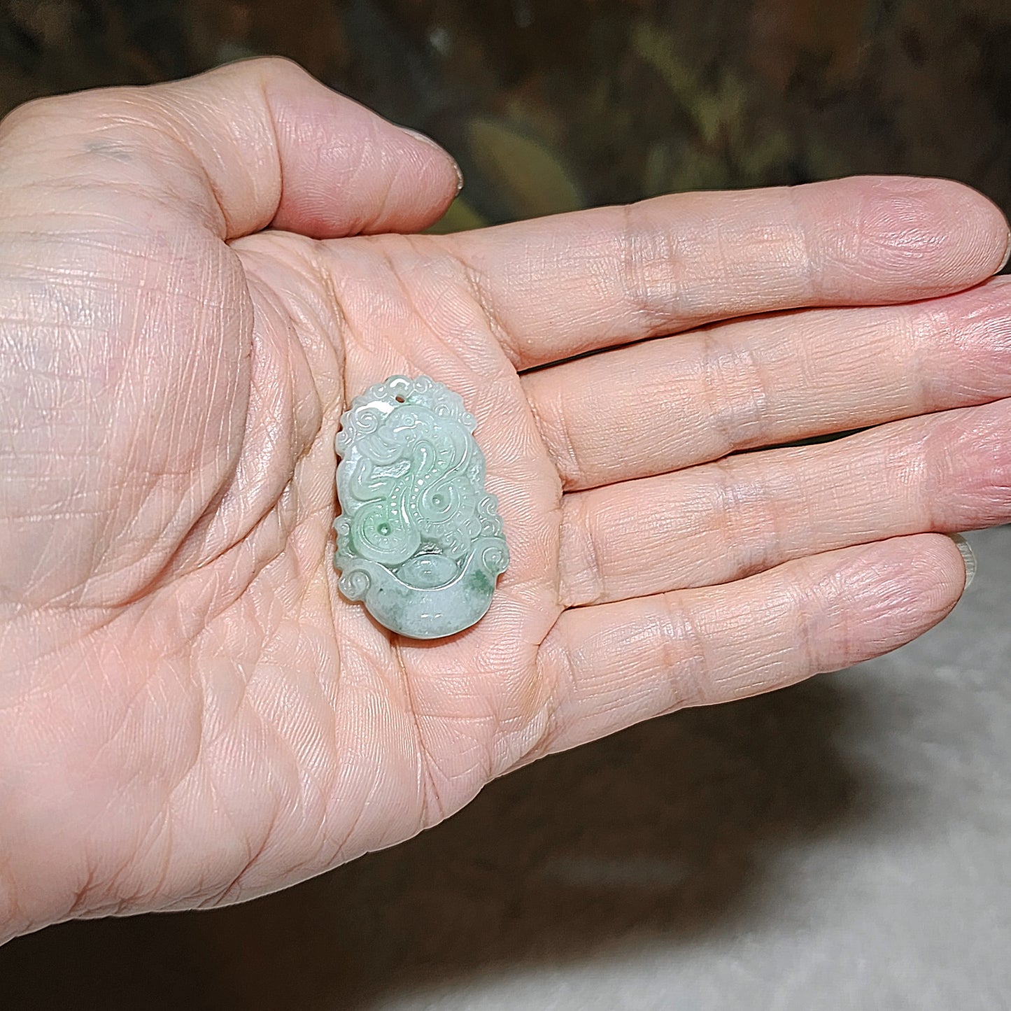 Type A Jadeite light green Chinese Zodiac Snake pendant (free necklace cord) 翡翠飘绿生肖蛇吊坠(送項链绳) #6