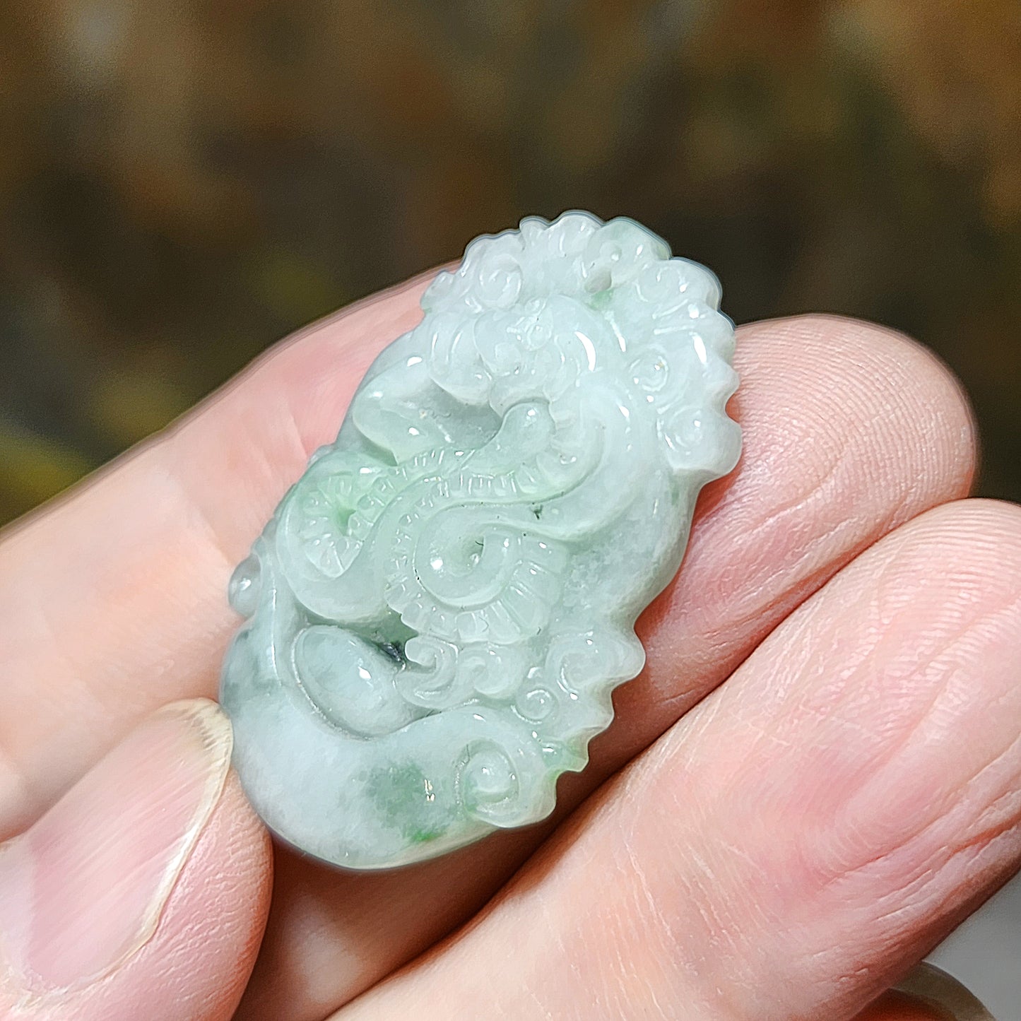 Type A Jadeite light green Chinese Zodiac Snake pendant (free necklace cord) 翡翠飘绿生肖蛇吊坠(送項链绳) #6