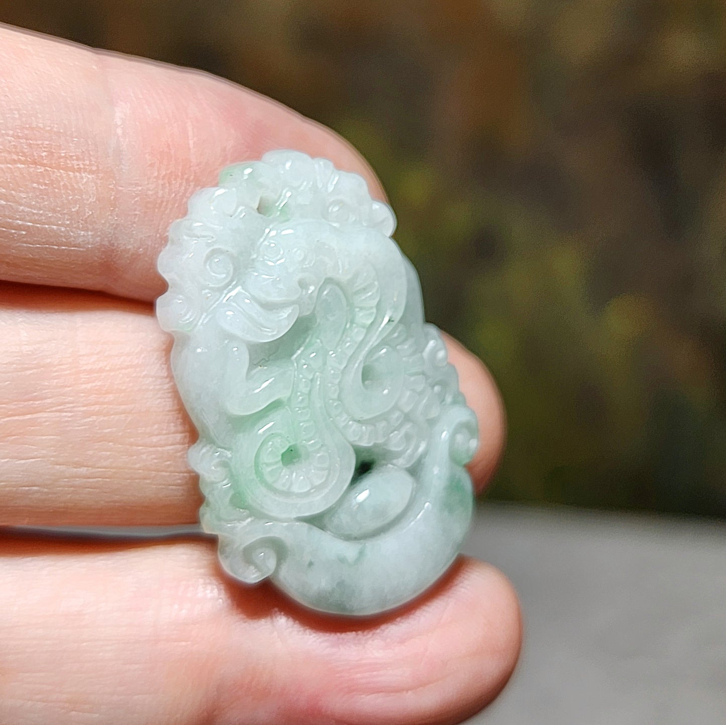 Type A Jadeite light green Chinese Zodiac Snake pendant (free necklace cord) 翡翠飘绿生肖蛇吊坠(送項链绳) #6