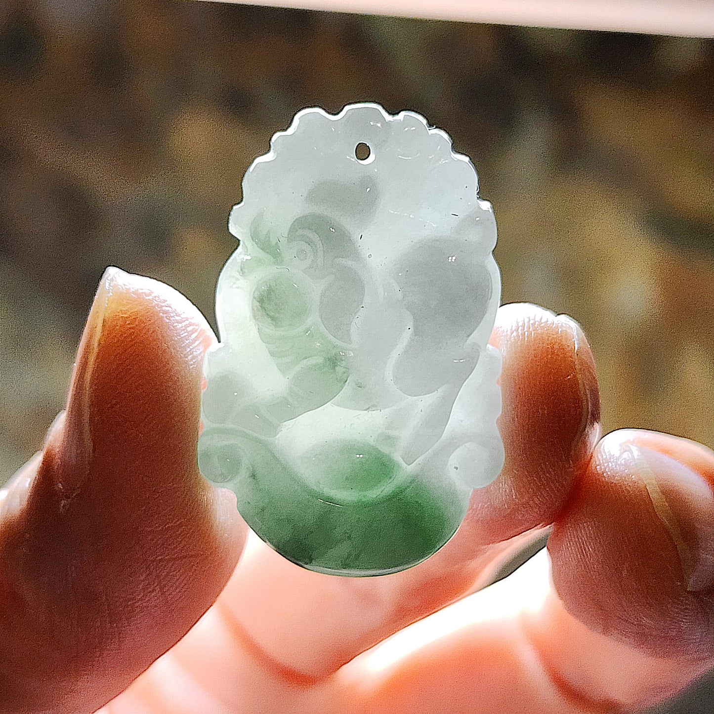 Type A Jadeite light green Chinese Zodiac Pig pendant (free necklace cord) 翡翠飘绿生肖豬吊坠(送項链绳) #5