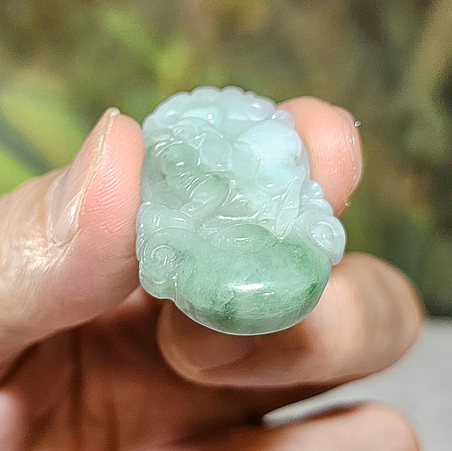 Type A Jadeite light green Chinese Zodiac Pig pendant (free necklace cord) 翡翠飘绿生肖豬吊坠(送項链绳) #5