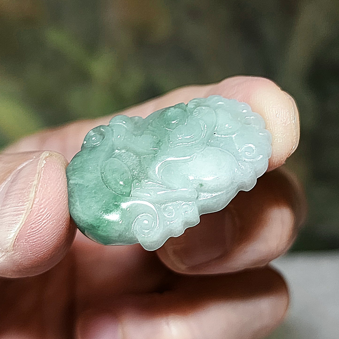 Type A Jadeite light green Chinese Zodiac Pig pendant (free necklace cord) 翡翠飘绿生肖豬吊坠(送項链绳) #5
