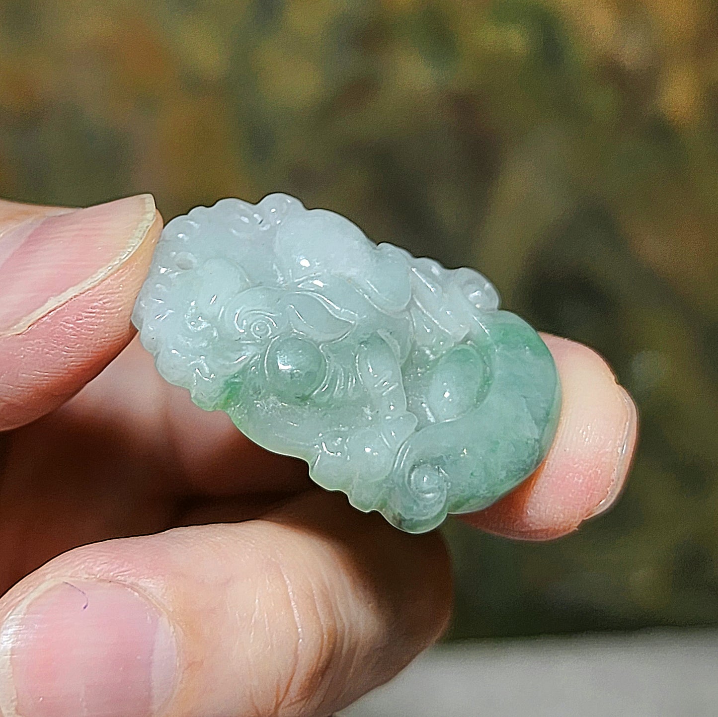Type A Jadeite light green Chinese Zodiac Pig pendant (free necklace cord) 翡翠飘绿生肖豬吊坠(送項链绳) #5