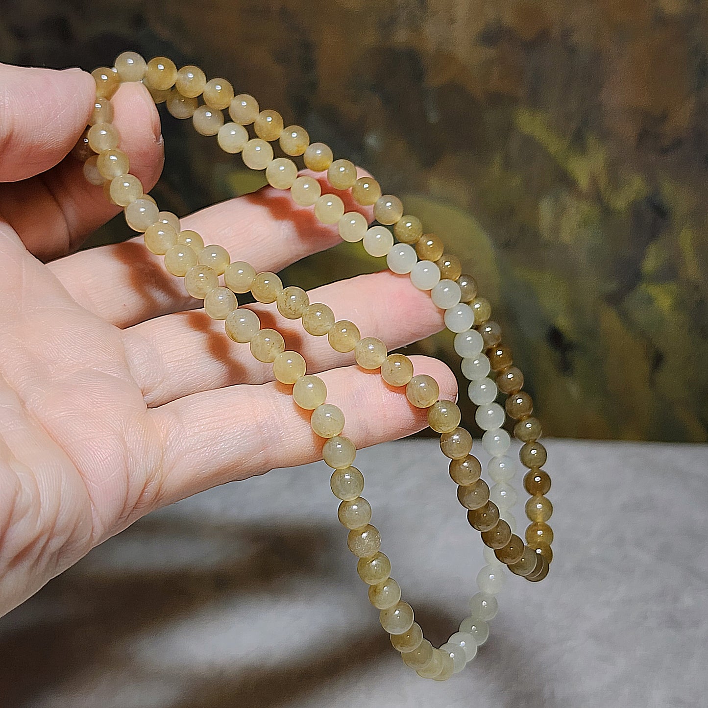 6mm Premium Nephrite different tones caramel brown and light green 108 beads mala necklace multiple loops Jade bracelet (with certificate) 精品和田玉深浅糖青白108项链多圈手链(带证书)