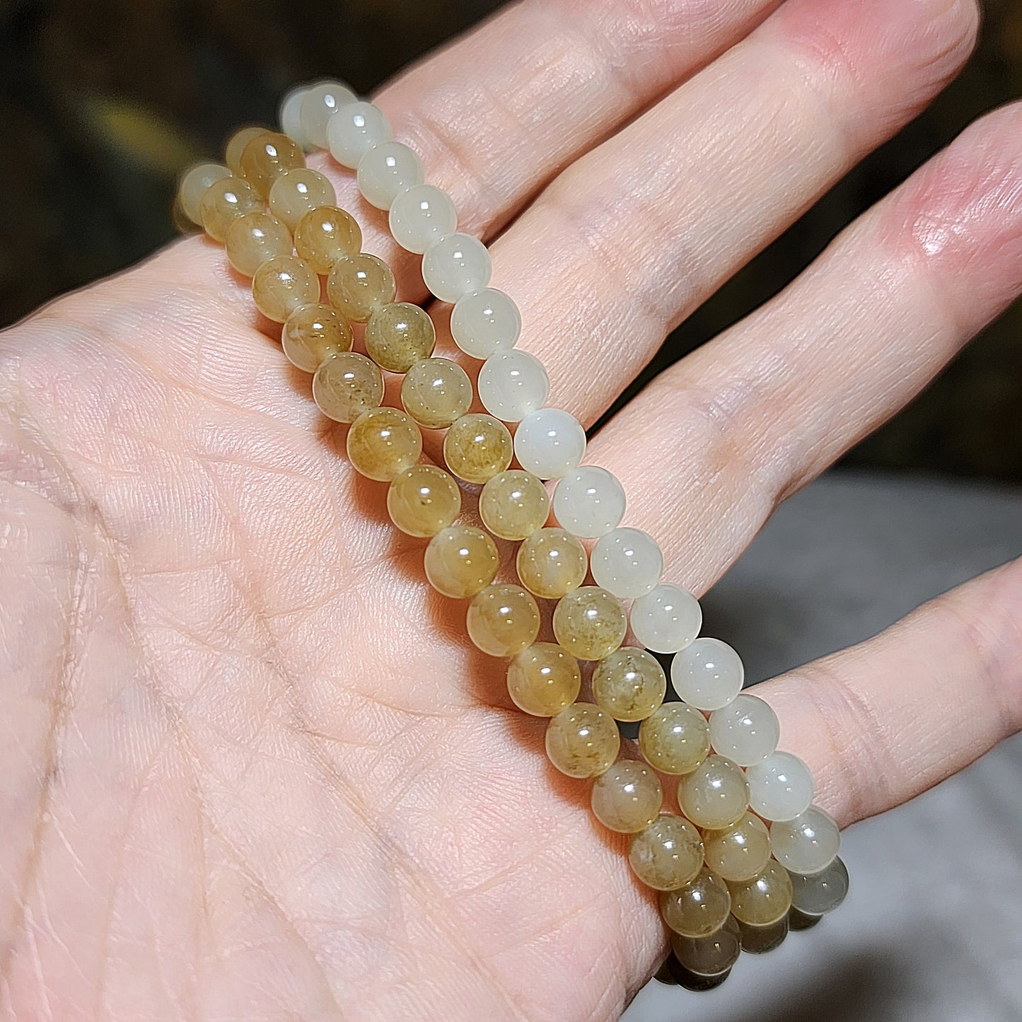 6mm Premium Nephrite different tones caramel brown and light green 108 beads mala necklace multiple loops Jade bracelet (with certificate) 精品和田玉深浅糖青白108项链多圈手链(带证书)