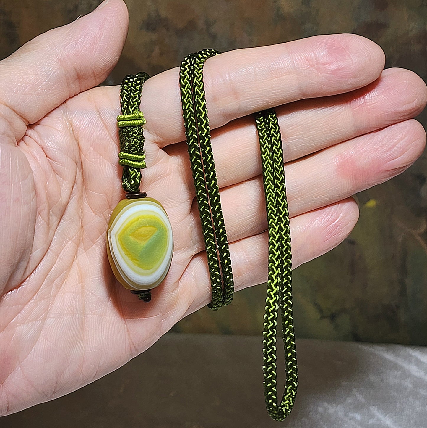 26.2mm Premium Gobi Desert natural raw "Tendons" Agate Natural Eyes 3 Eyes Da Luo Dzi pendant 戈壁沙漠筋脉石玛瑙原石天眼三眼达洛天珠