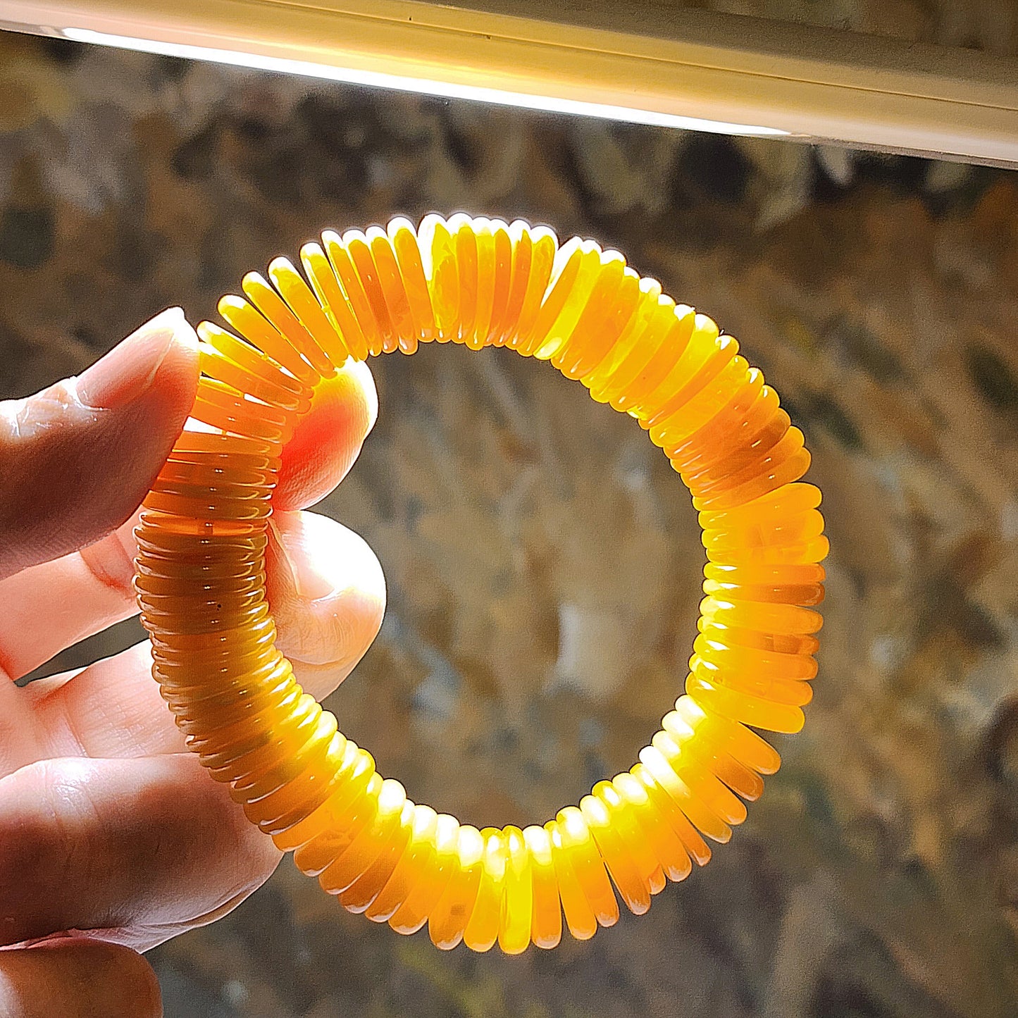 14mm+ Natural Butterscotch Amber donut shape beads bracelet 大尺寸天然蜜蜡平安扣手链