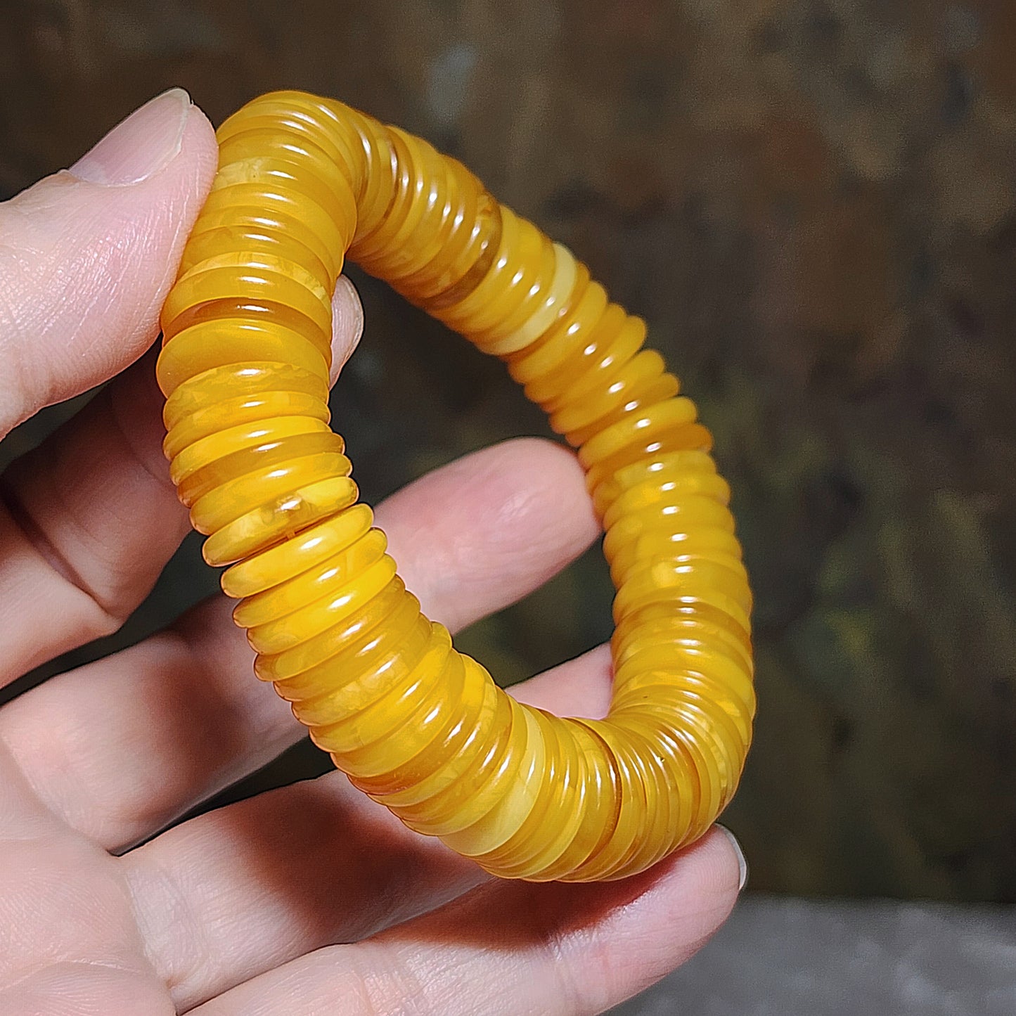 14mm+ Natural Butterscotch Amber donut shape beads bracelet 大尺寸天然蜜蜡平安扣手链
