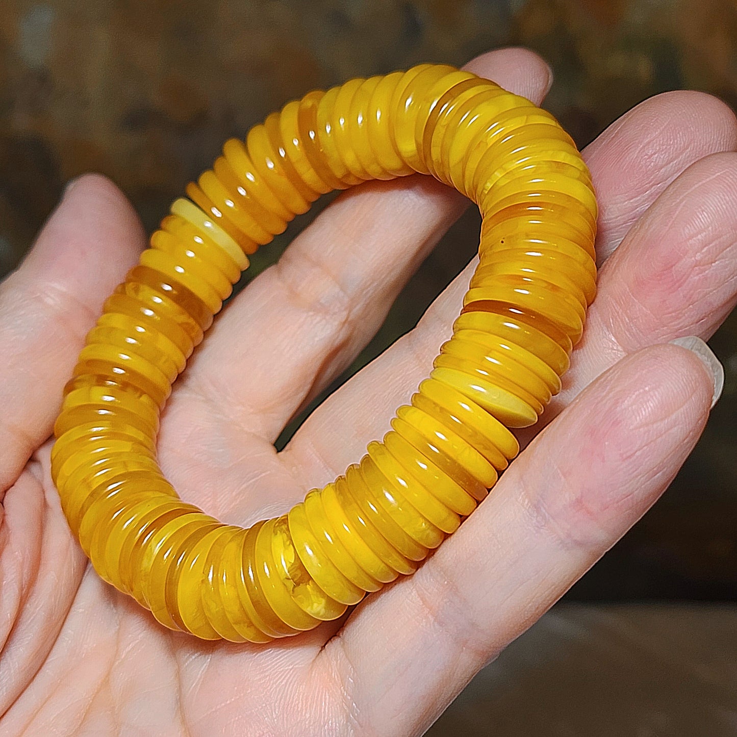 14mm+ Natural Butterscotch Amber donut shape beads bracelet 大尺寸天然蜜蜡平安扣手链