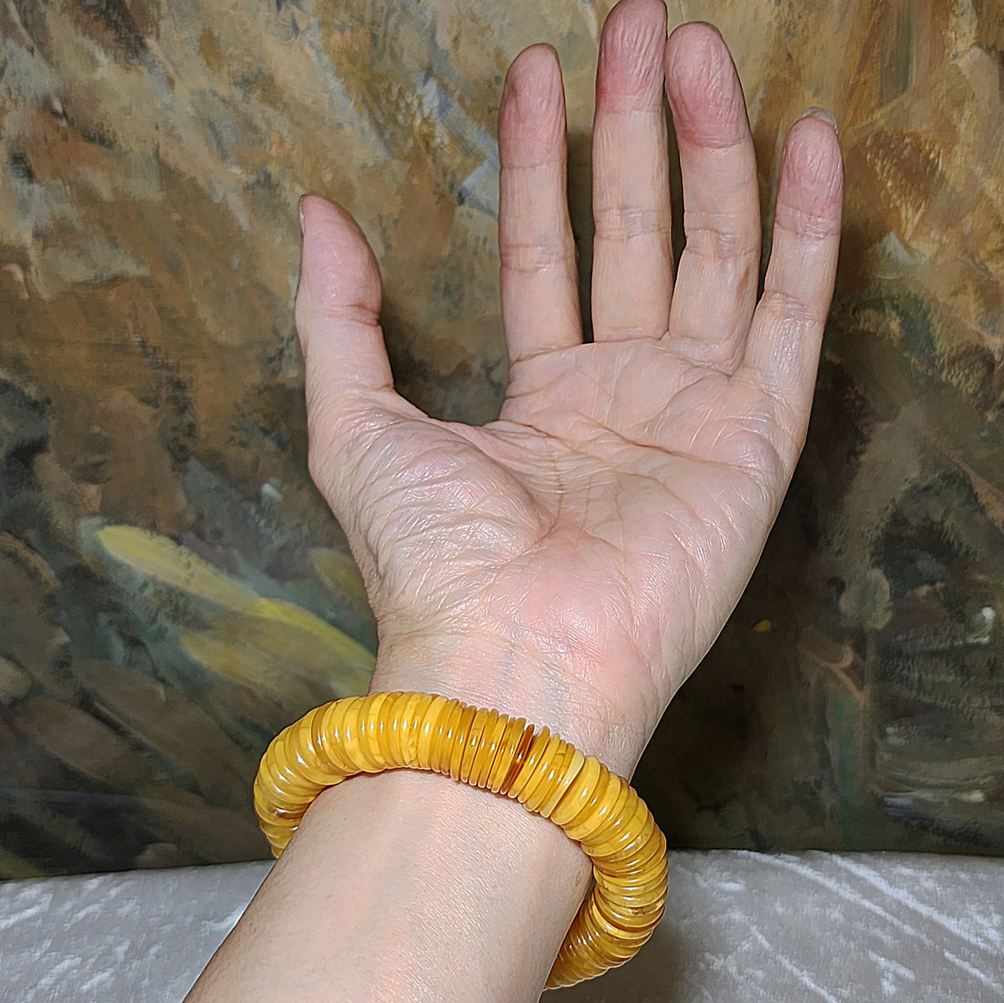 14mm+ Natural Butterscotch Amber donut shape beads bracelet 大尺寸天然蜜蜡平安扣手链