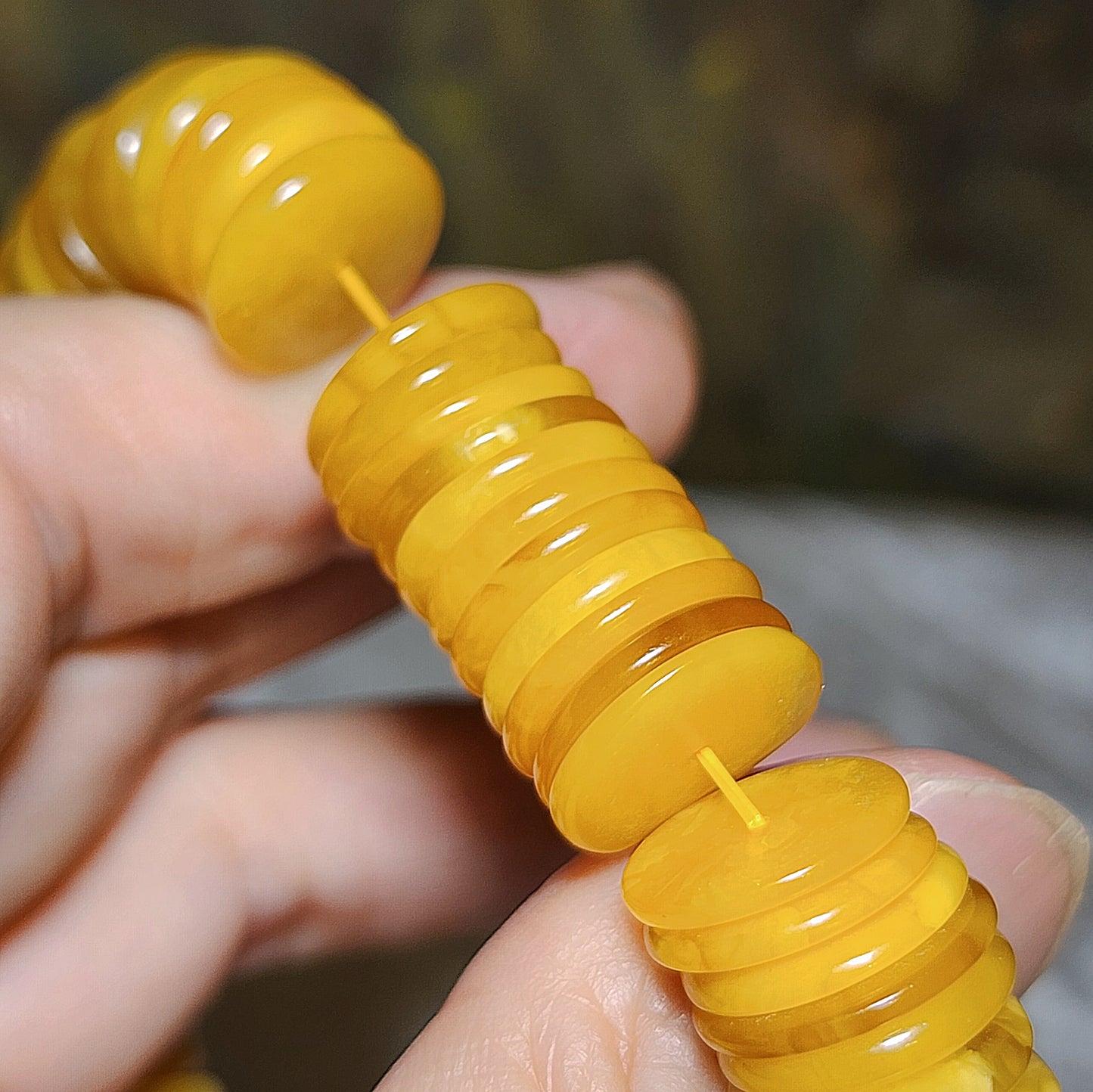 14mm+ Natural Butterscotch Amber donut shape beads bracelet 大尺寸天然蜜蜡平安扣手链