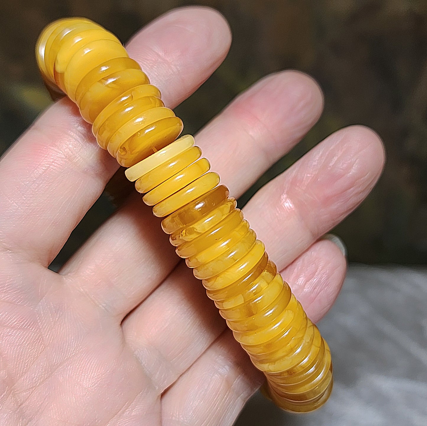 14mm+ Natural Butterscotch Amber donut shape beads bracelet 大尺寸天然蜜蜡平安扣手链