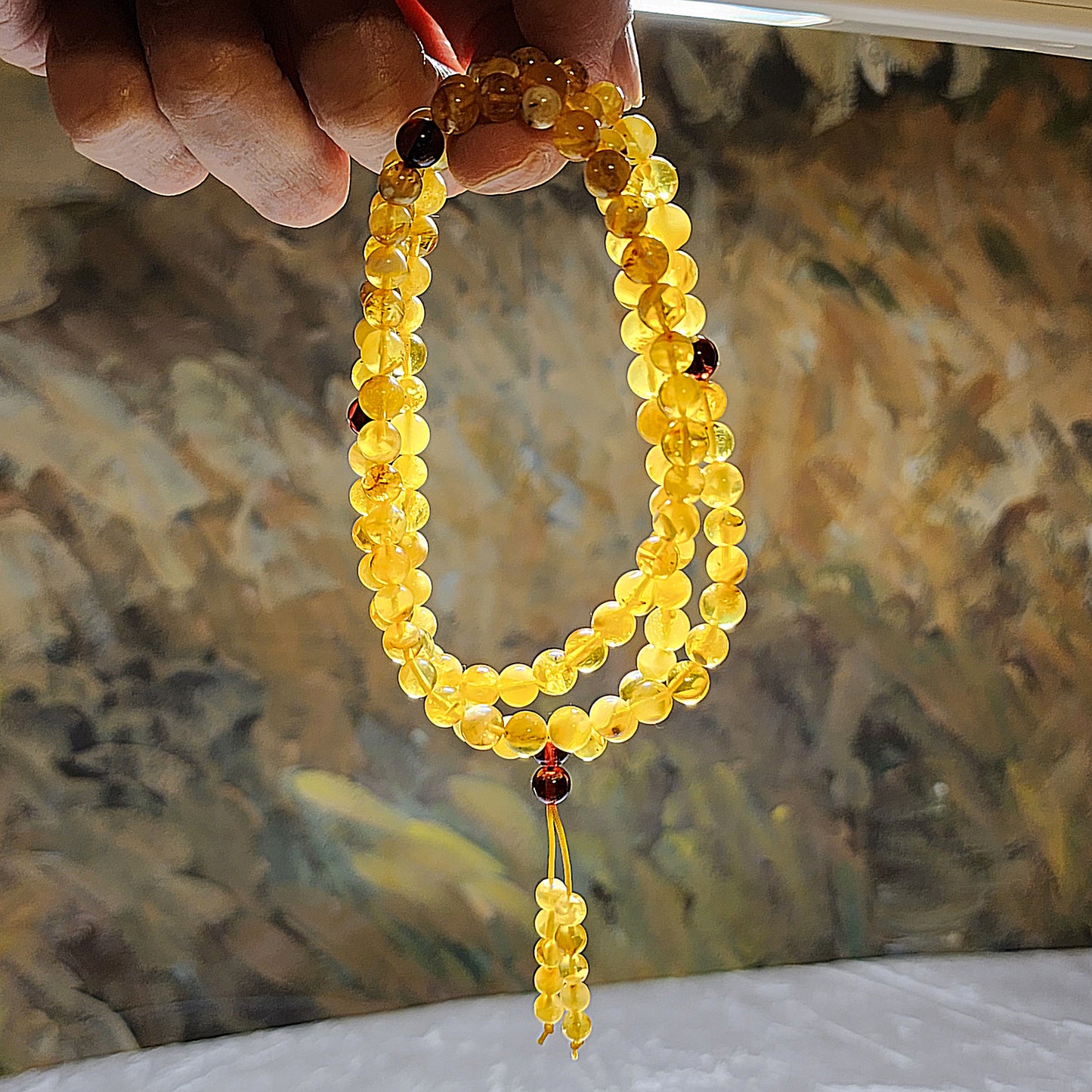 6mm+ Premium Butterscotch Amber golden yellow with natural inclusions 108 mala necklace 优质蜜蜡金黄带天然内含物108念珠项链