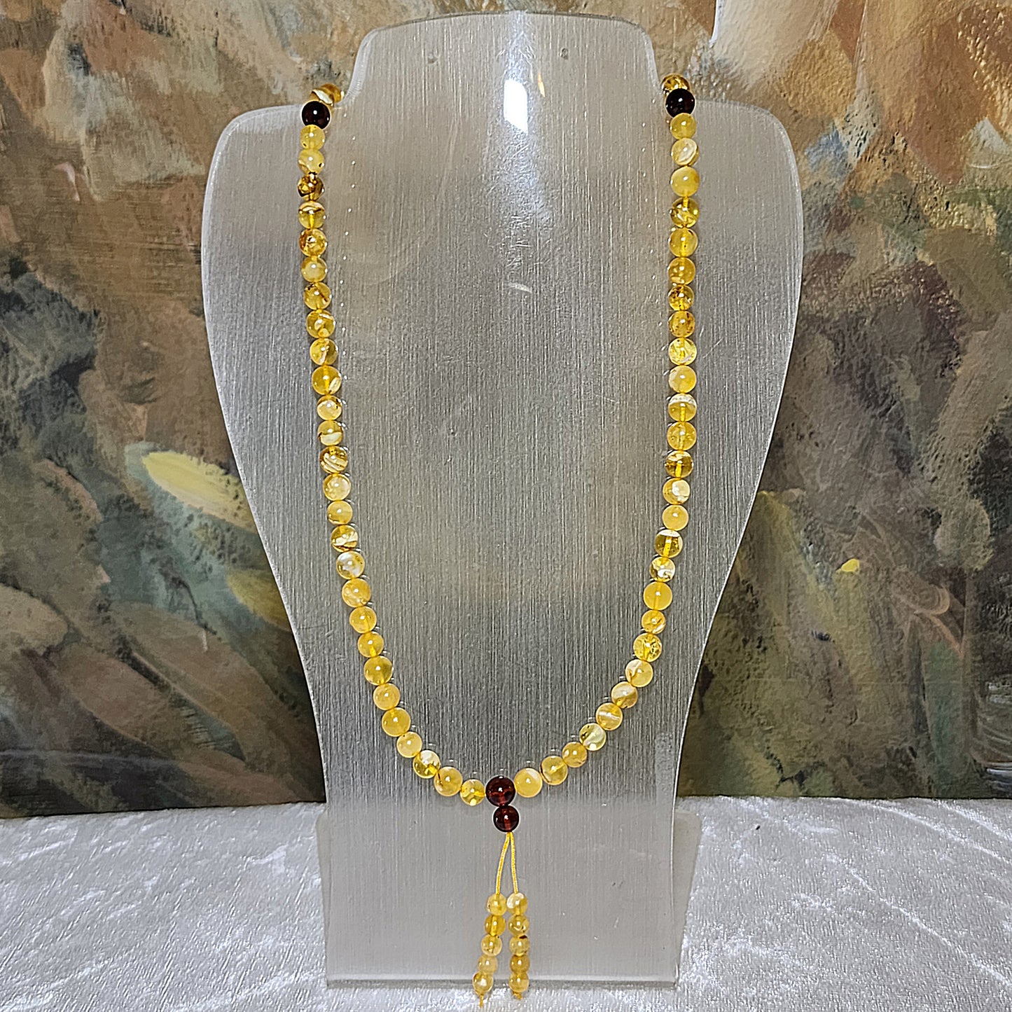 6mm+ Premium Butterscotch Amber golden yellow with natural inclusions 108 mala necklace 优质蜜蜡金黄带天然内含物108念珠项链