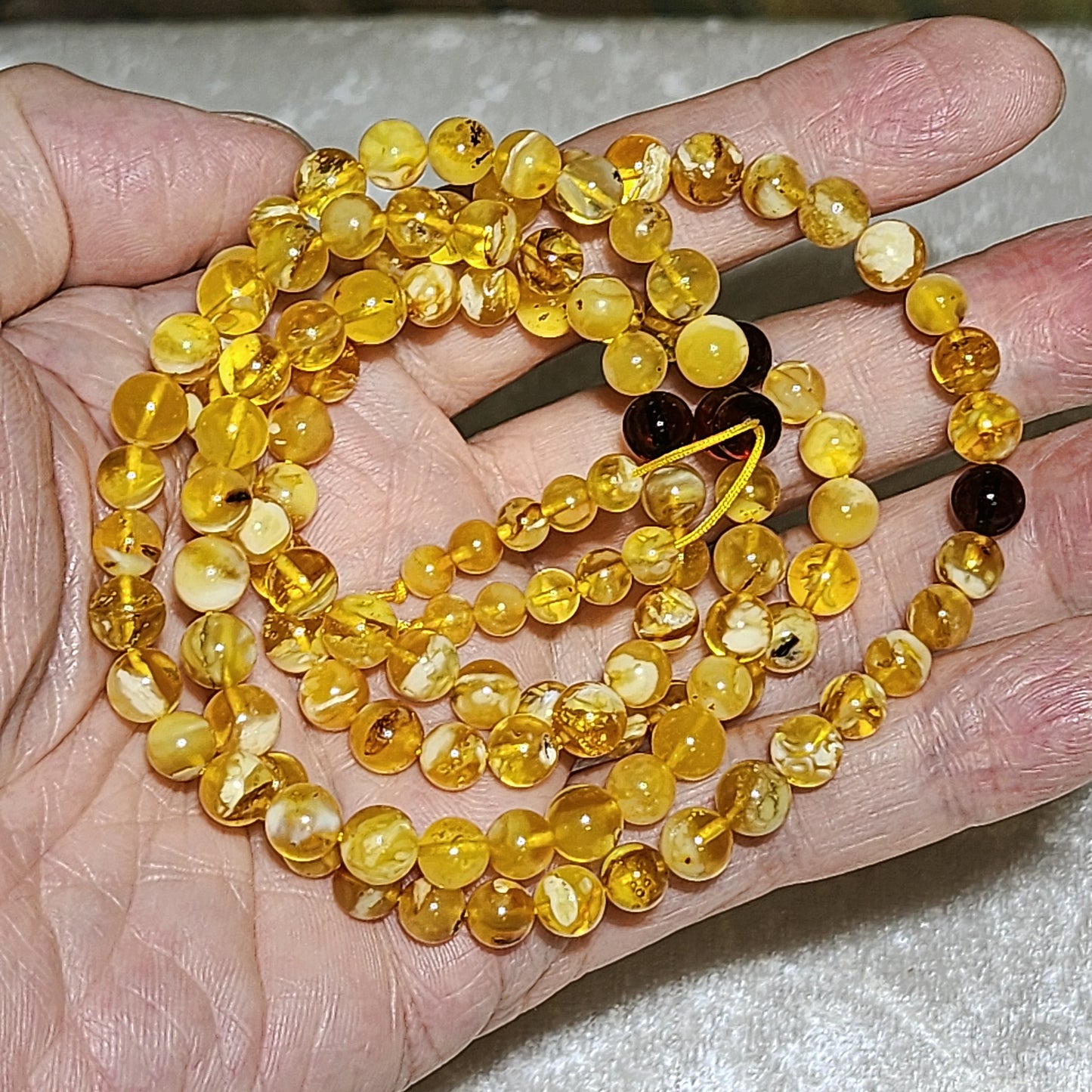 6mm+ Premium Butterscotch Amber golden yellow with natural inclusions 108 mala necklace 优质蜜蜡金黄带天然内含物108念珠项链