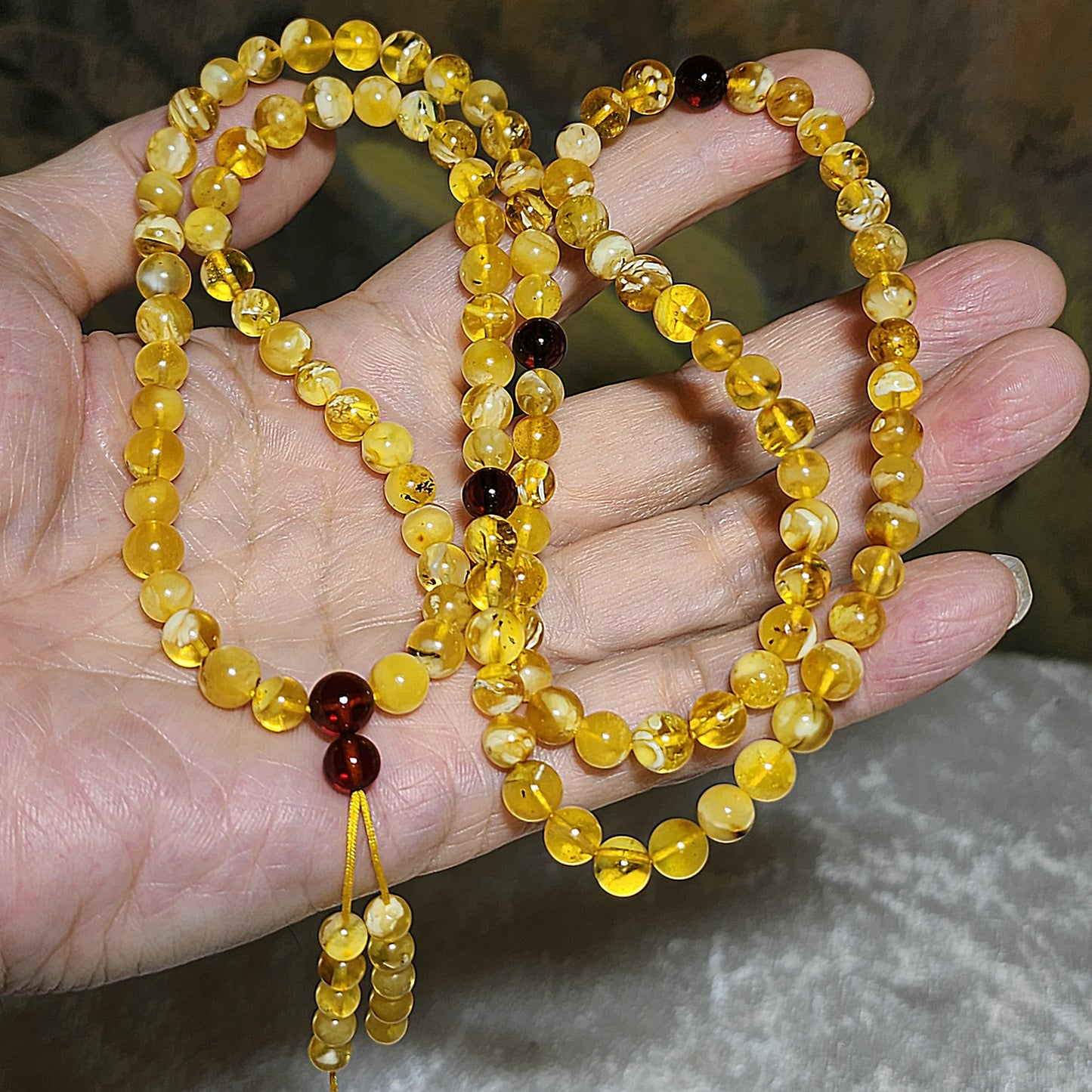 6mm+ Premium Butterscotch Amber golden yellow with natural inclusions 108 mala necklace 优质蜜蜡金黄带天然内含物108念珠项链