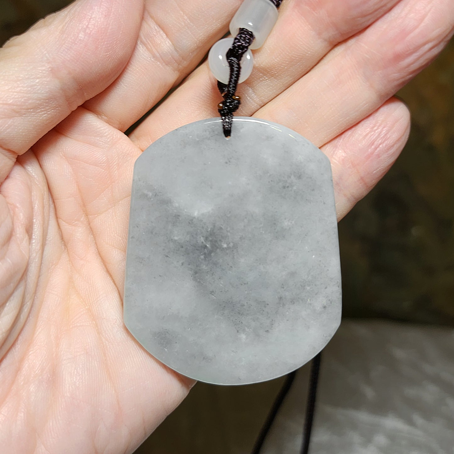 Type A Jadeite "Black Fowl" light blackish very light green Flying Eagle Jade pendant (with certificate) 翡翠乌鸡种淡黑微绿飞鹰吊坠(带证书)