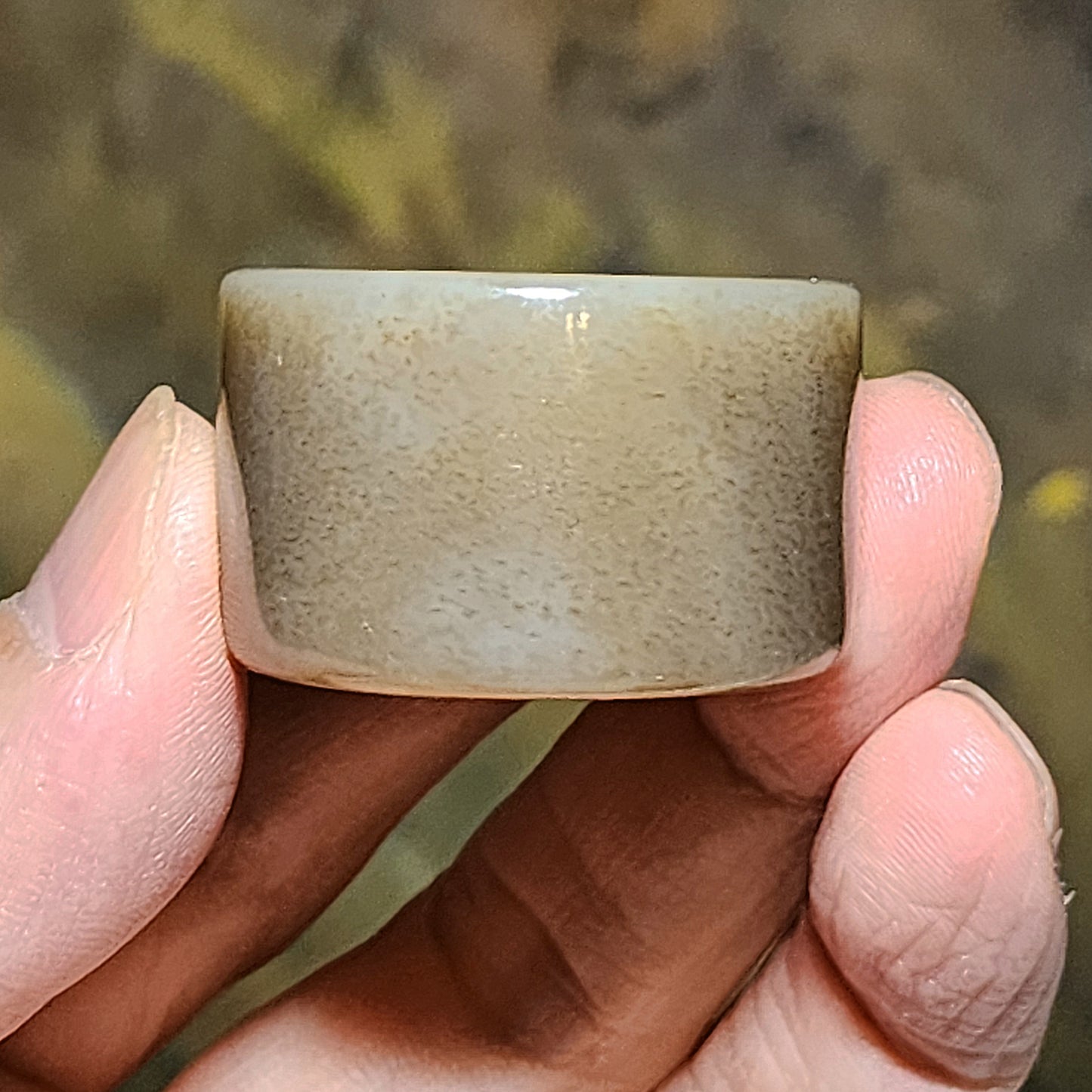 21.8mm Premium Nephrite caramel brown thumb ring (with certificate) 精品和田玉且末糖扳指(带证书)