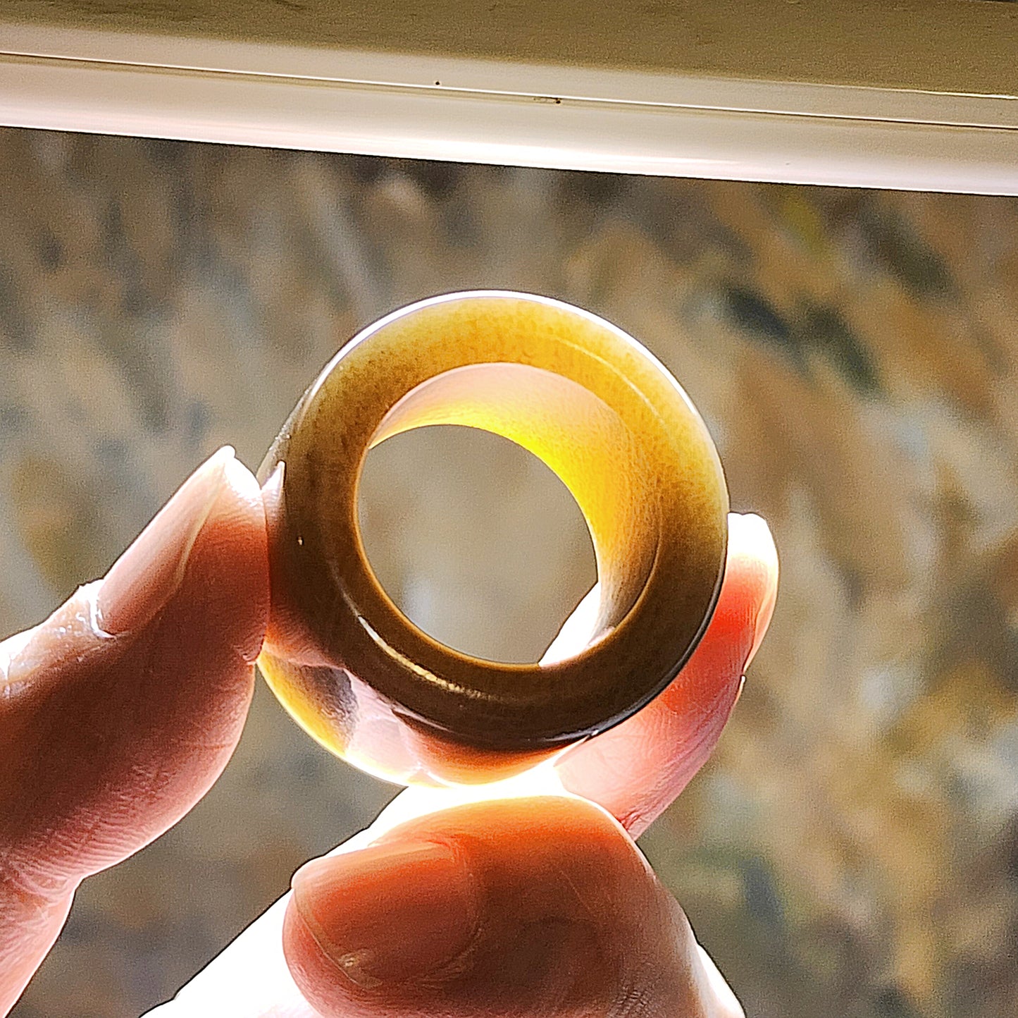 21.8mm Premium Nephrite caramel brown thumb ring (with certificate) 精品和田玉且末糖扳指(带证书)