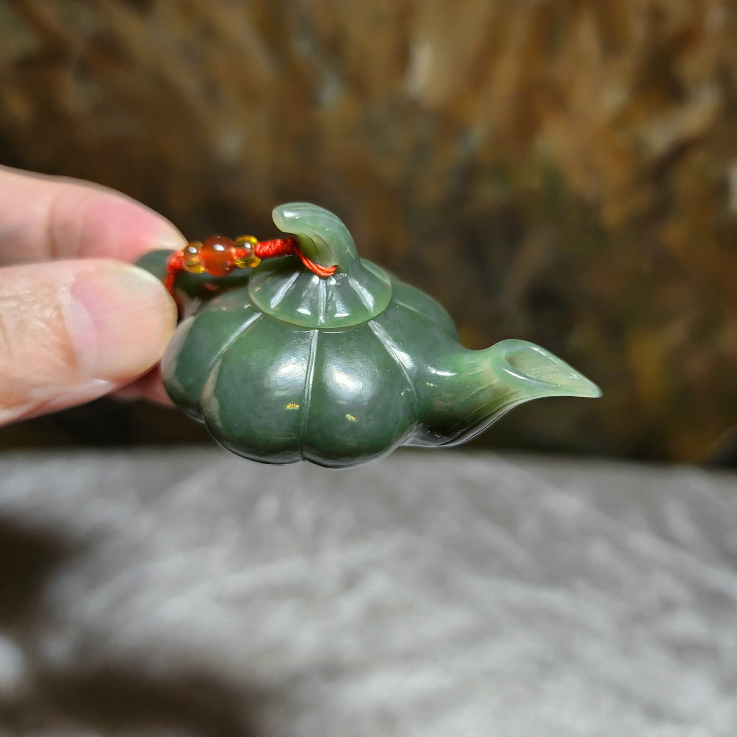 Premium Nephrite light green blue hue handmade "Winning Every Game" Lucky Charm handheld (with certificate) 精品和田玉且末蓝调手工"把把胡"小茶壶(帶证书)