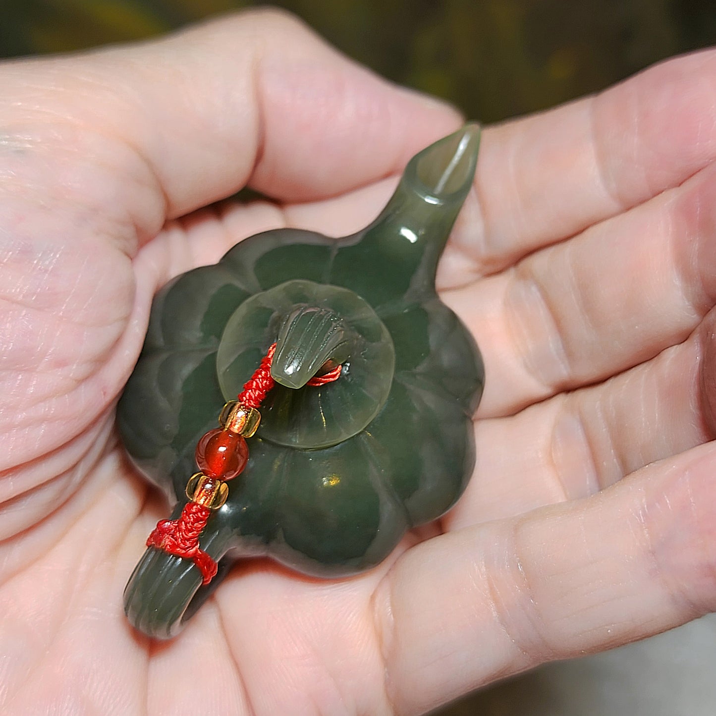 Premium Nephrite light green blue hue handmade "Winning Every Game" Lucky Charm handheld (with certificate) 精品和田玉且末蓝调手工"把把胡"小茶壶(帶证书)