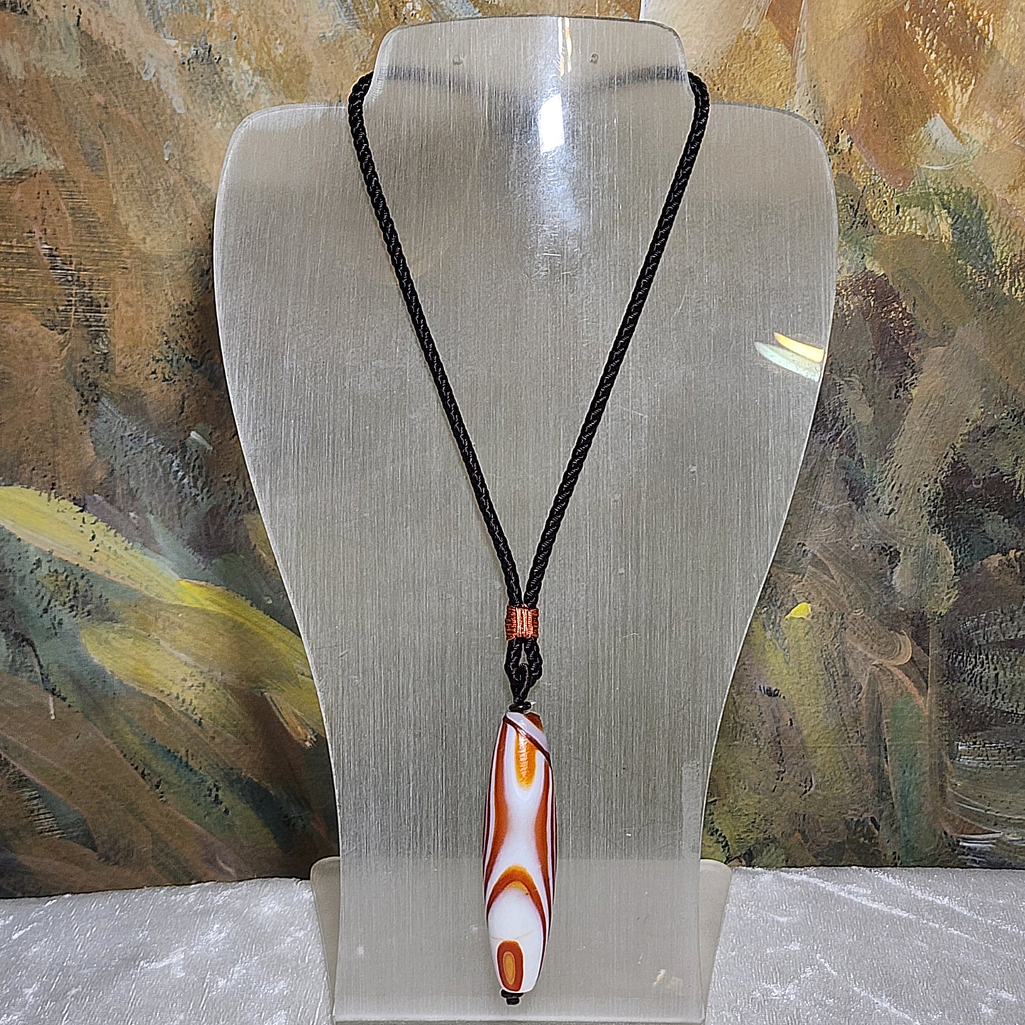 6.3cm Premium Tibetan Sardonyx Natural Eyes 3 Eyes "Number 8" Dzi pendant 藏传天然缠丝玛瑙红纹天眼三眼"8字" 天珠吊坠