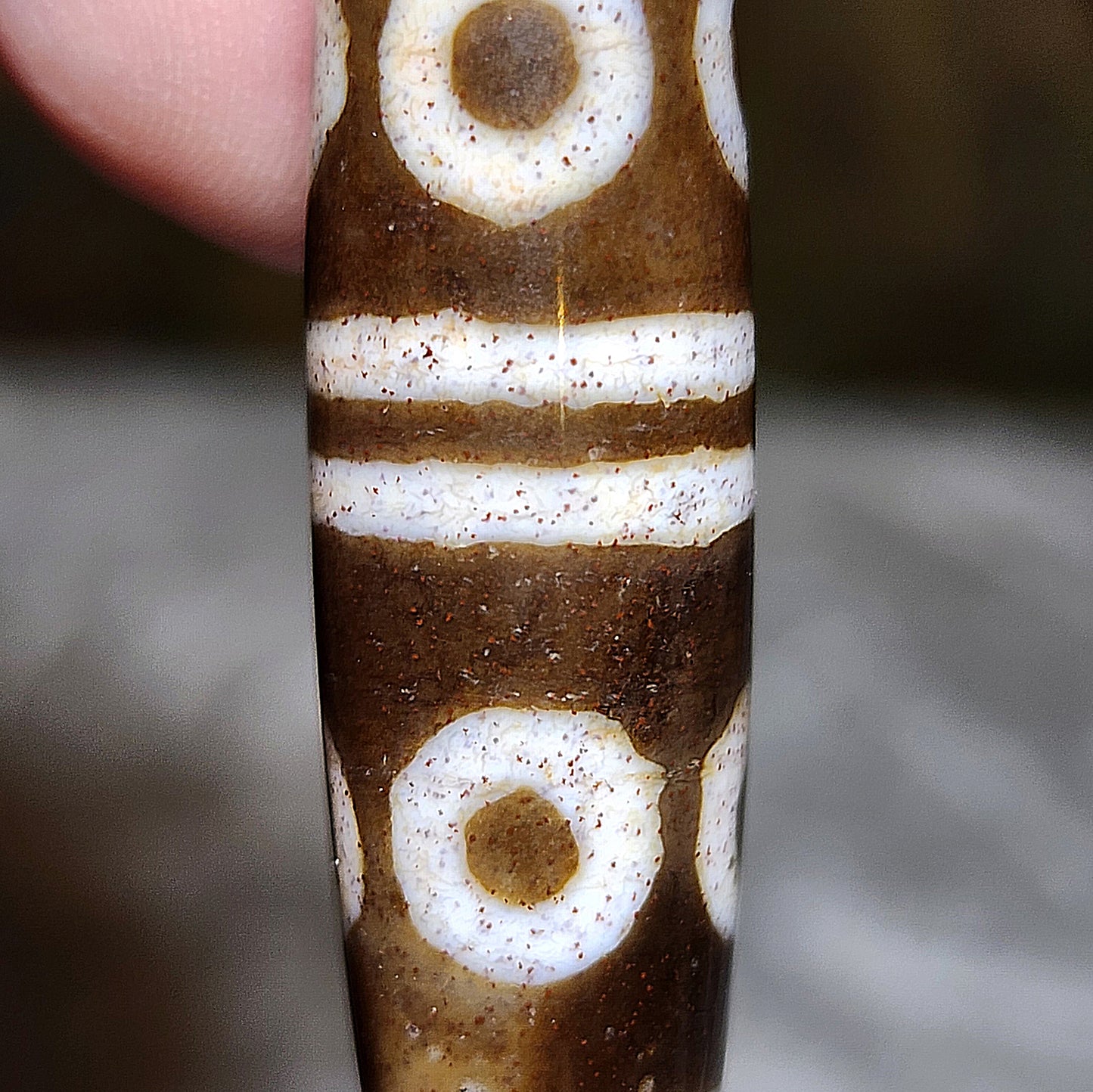57.3mm Premium Tibetan Xang Xung (Zhang Zhung) 8 Eyes Dzi with lots of fine red spots pendant (with certificate) 精品藏传老料象雄满细朱砂八眼天珠吊坠(带证书)
