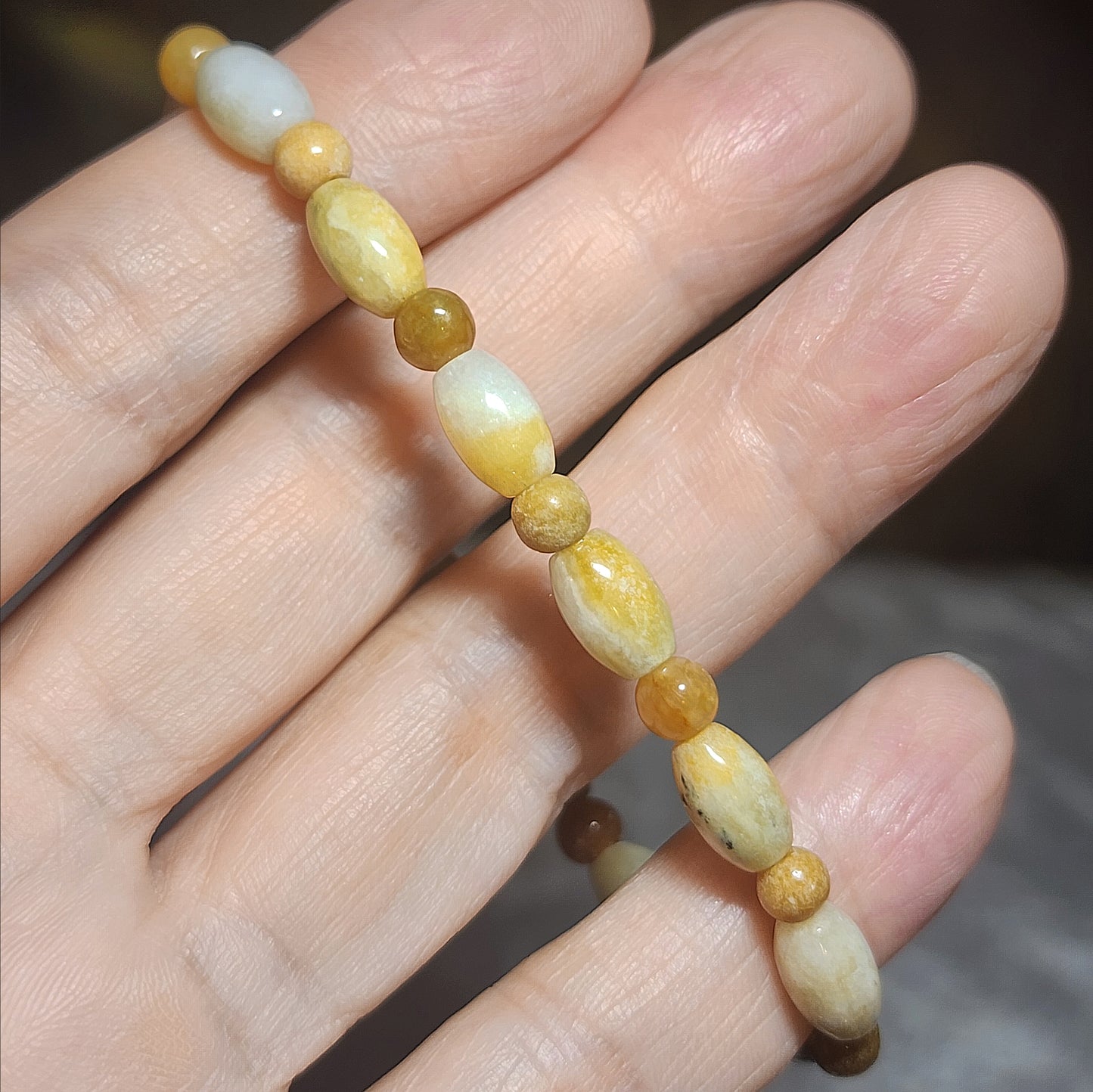 Gegegems Creation Premium 5.8mm Type A Yellow Jadeite bracelet 精品黃翡手链