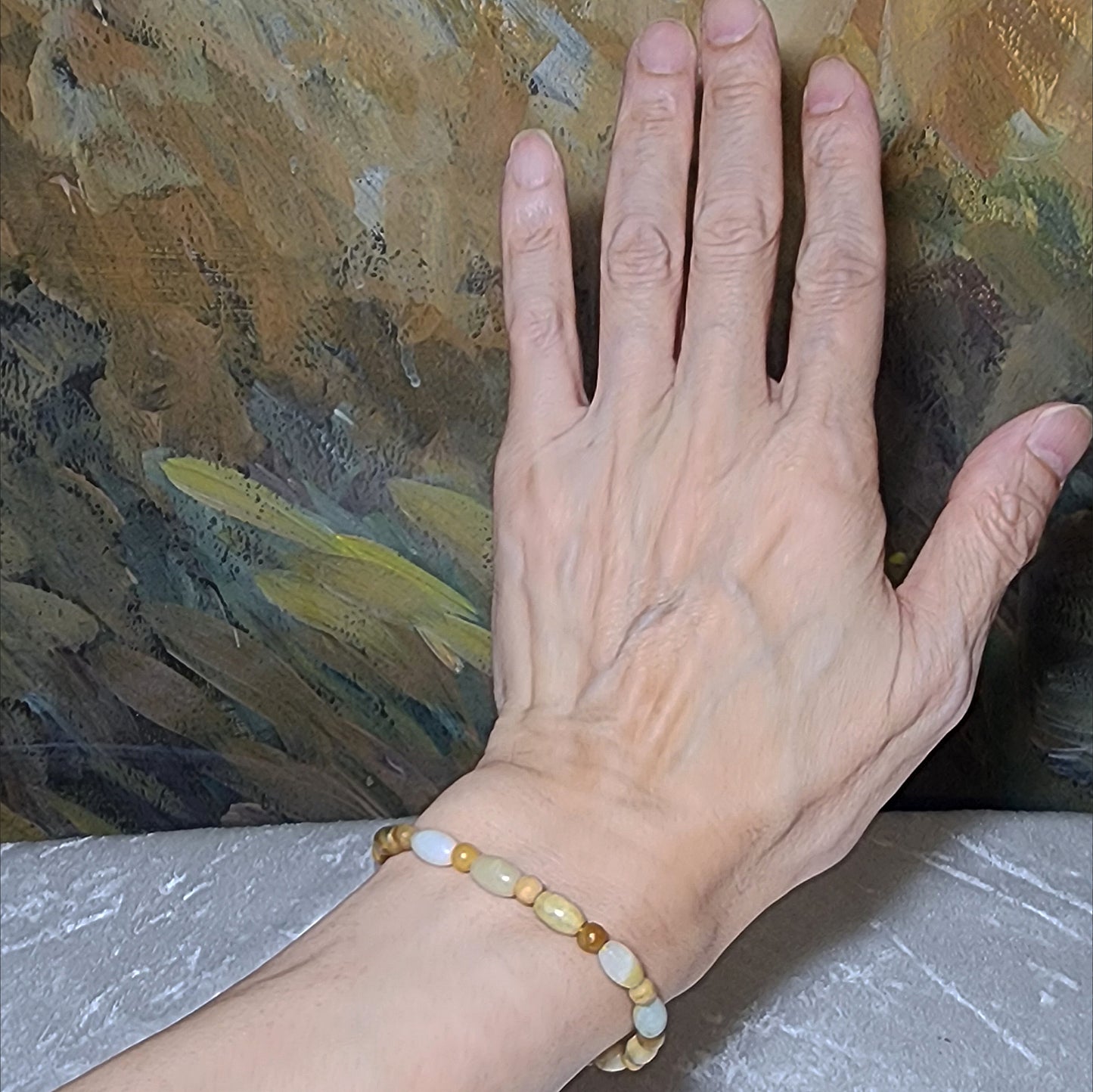 Gegegems Creation Premium 5.8mm Type A Yellow Jadeite bracelet 精品黃翡手链