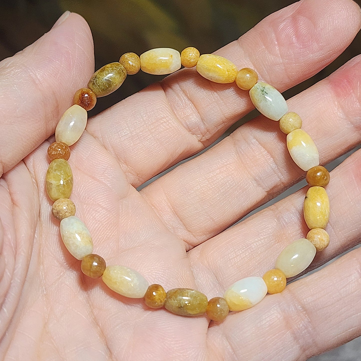 Gegegems Creation Premium 5.8mm Type A Yellow Jadeite bracelet 精品黃翡手链