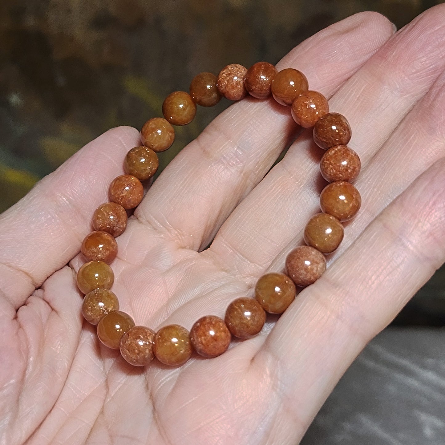 Premium 8mm Burma Type A Yellow Jadeite yellow with red hue Jade bracelet 翡翠A货黄翡带红调手链