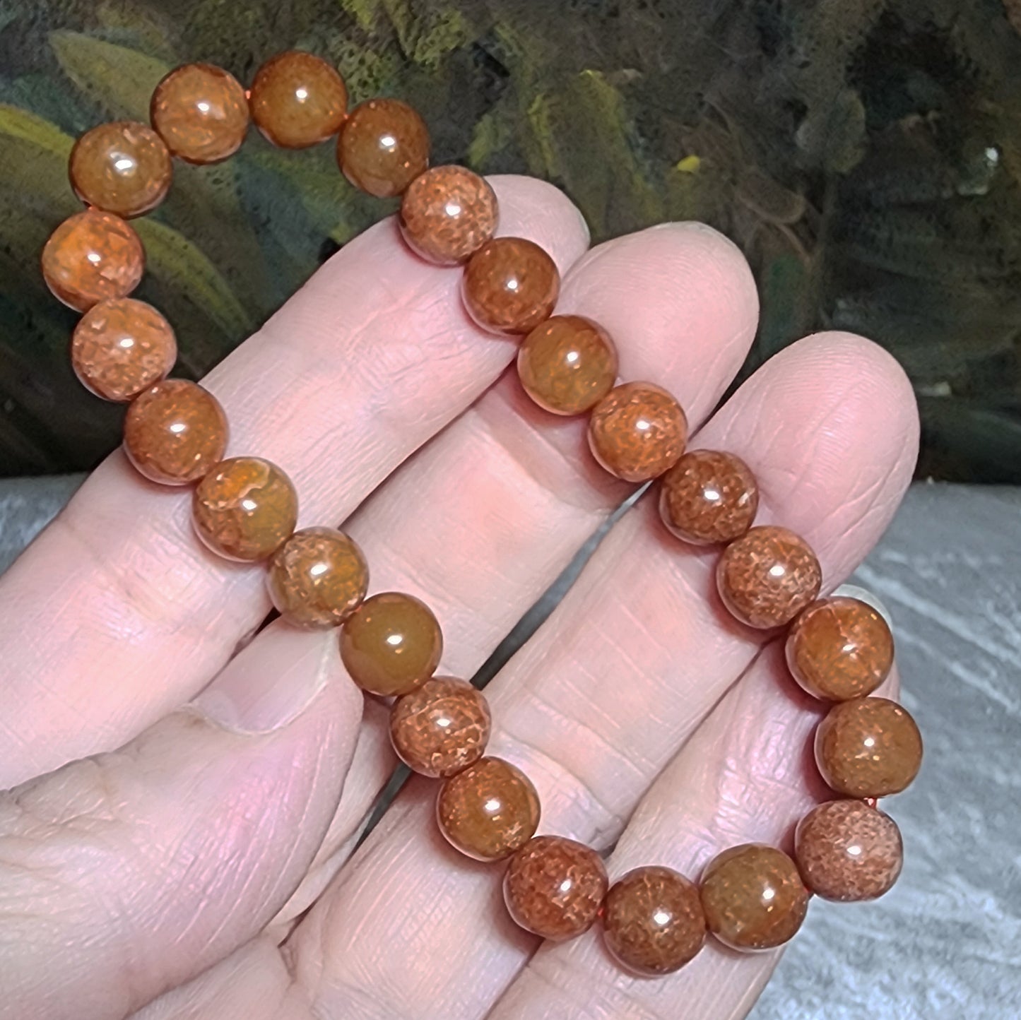 Premium 8mm Burma Type A Yellow Jadeite yellow with red hue Jade bracelet 翡翠A货黄翡带红调手链