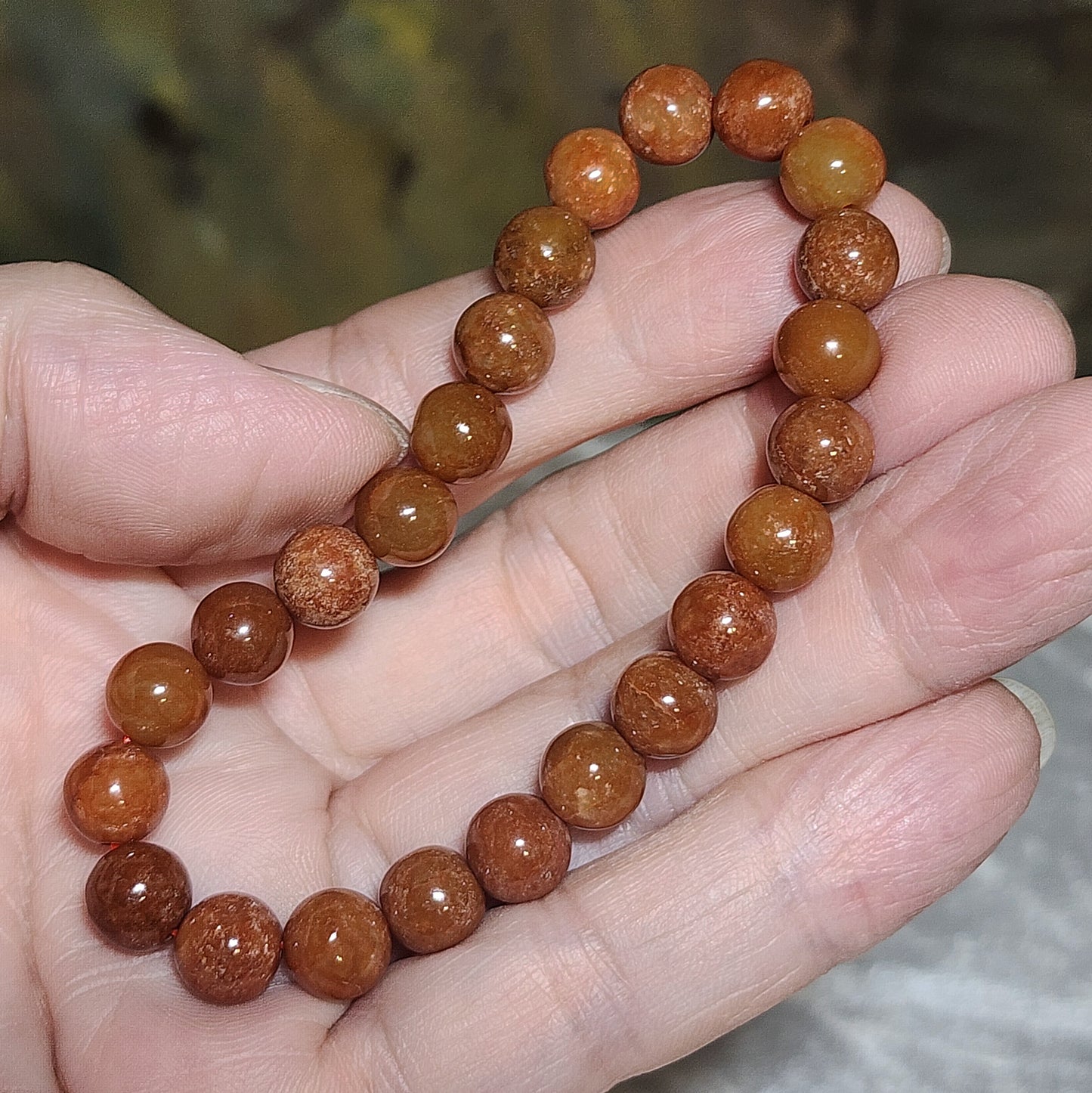 Premium 8mm Burma Type A Yellow Jadeite yellow with red hue Jade bracelet 翡翠A货黄翡带红调手链